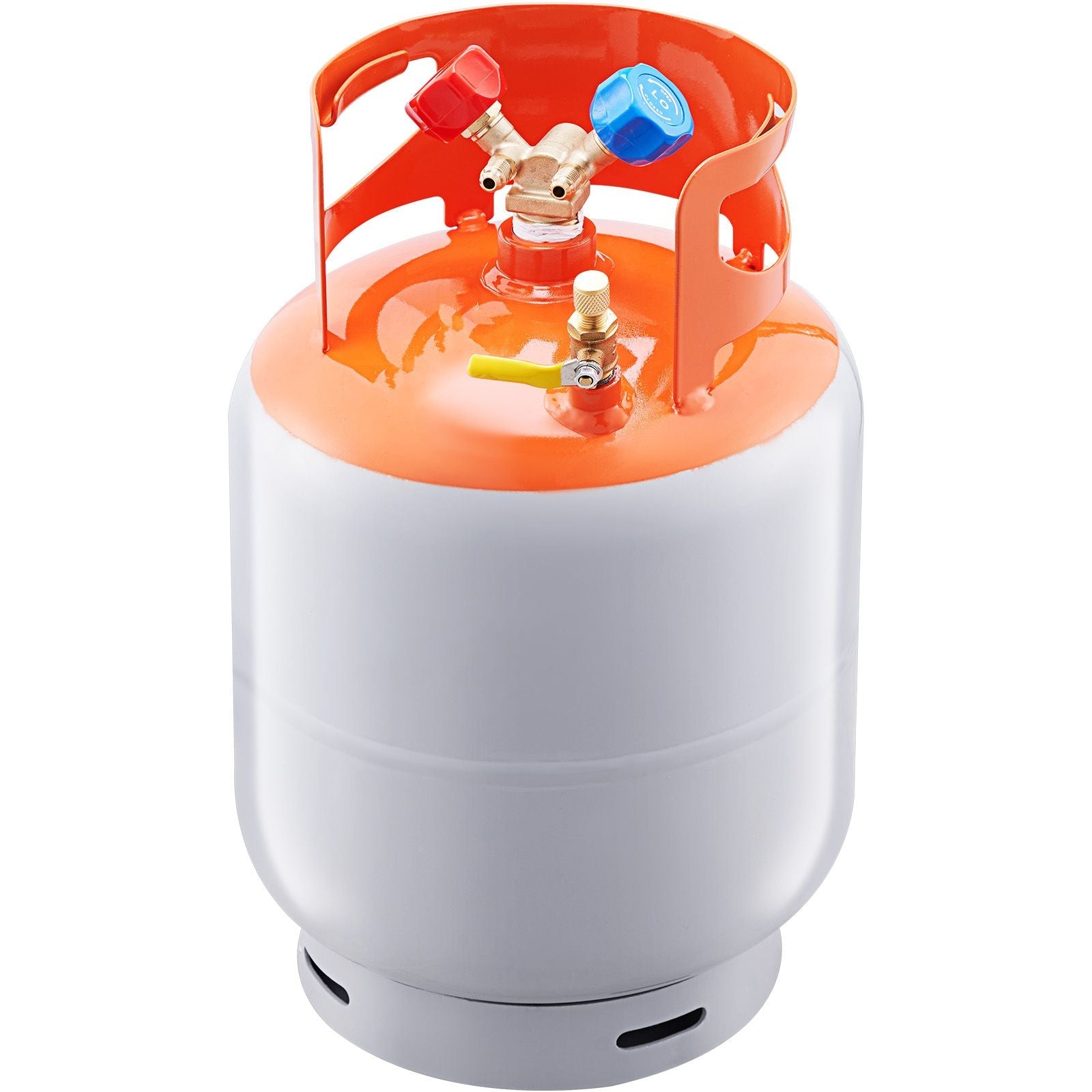 Refrigerant Recovery Tank, 30 LBS Capacity, 400 psi Portable Cylinder Tank with Y-Valve for Liquid/Vapor, High-sealing Recovery Can for R22/R134A/R410A, Orange+Gray
