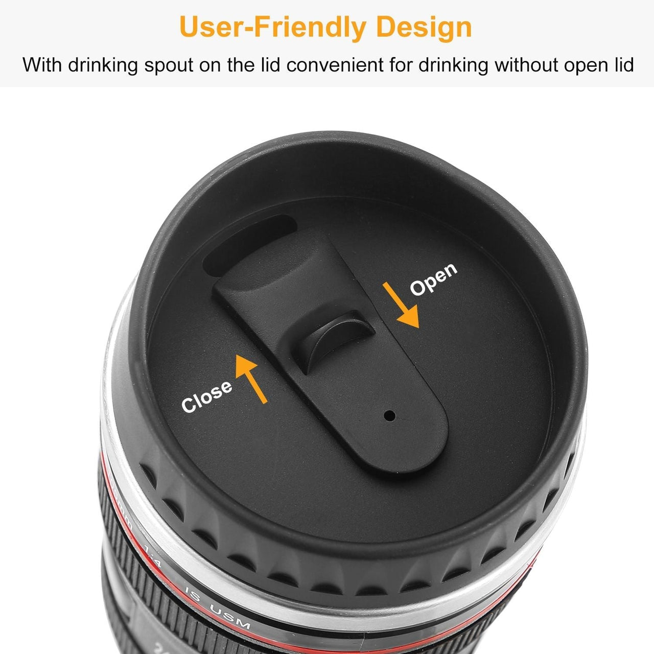 Camera Lens Coffee Mug Cup 13.6oz F ood-G rade Stainless Steel Travel Photography Insulated Mug for All Ages