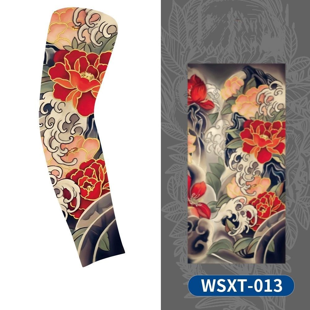 1 Pc Tattoo sleeves for summer outdoor sports, breathable, sweat absorbing, sun shading, seamless koi flower arm tattoo ice sleeves