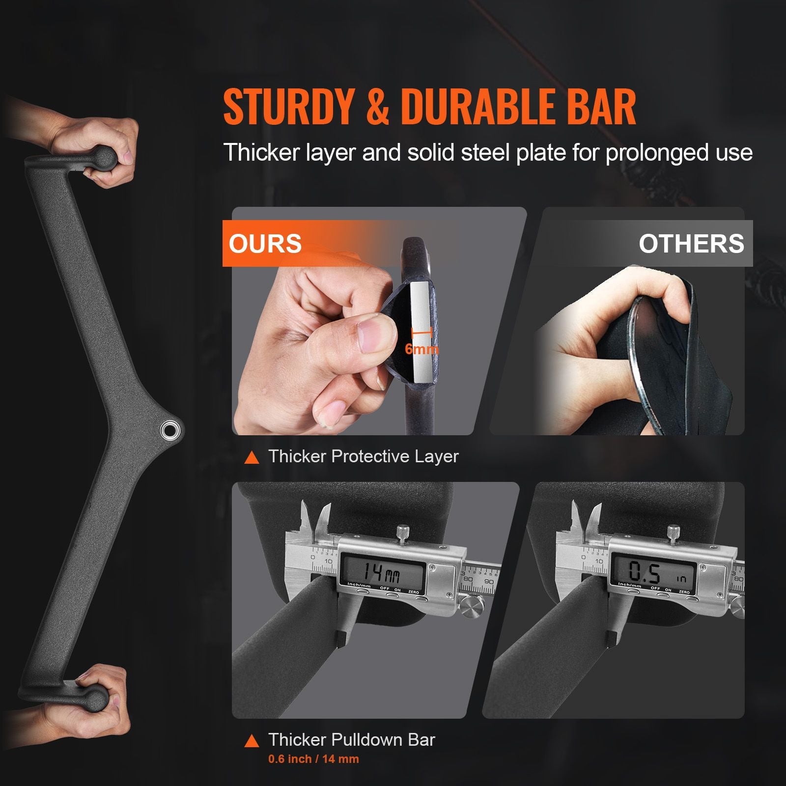 LAT Pulldown Attachment, Cable Machine Rowing V-bar Attachment, Tricep Pull Down Bar, Back Strength Training Rubber Coated Handle Grip, Bicep Curl Tricep Lat Pulldown Bar for Home Gym Fitness