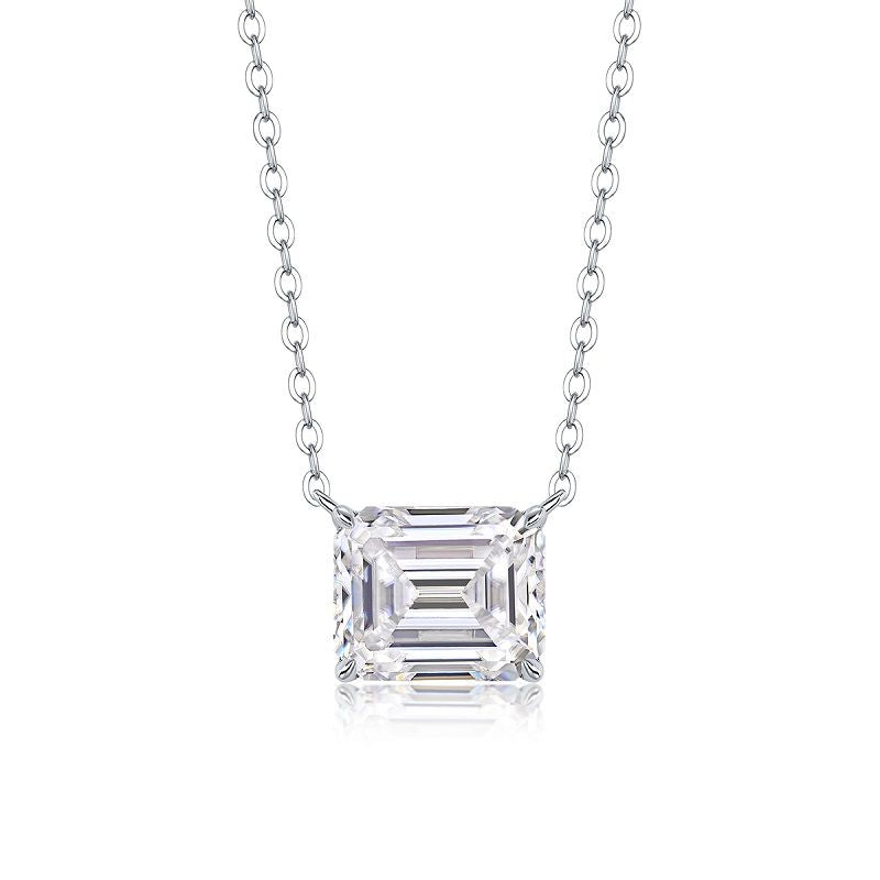 Mirage in the Mirror - A fashionable and trendy jewelry necklace pendant set with octagonal 9*11 Moissanite S925 sterling silver and platinum-plated diamond