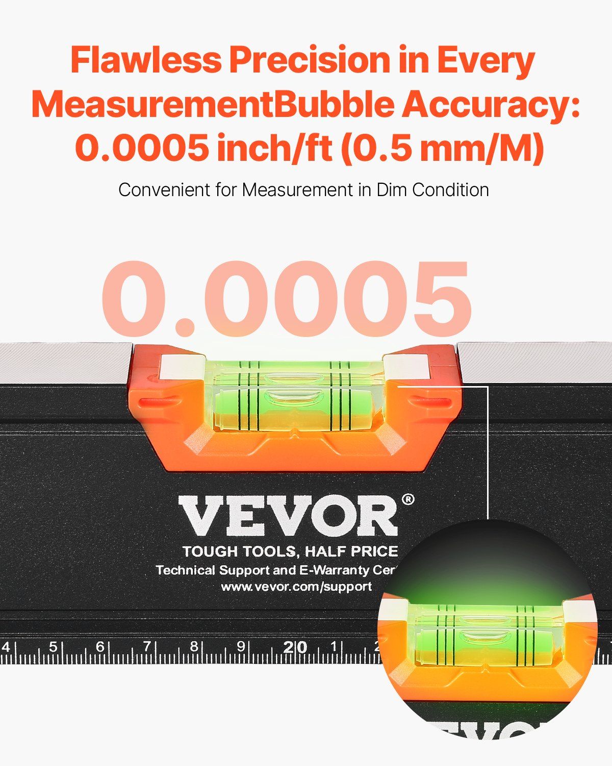 6-Piece Torpedo Level, 78/48/32/24/16/10 Inch Box Levels Set, Bubble Vials Ruler for 45/90/180 Degree, Shock-Proof Aluminum Alloy Magnetic Leveler Tool, SAE/Metric Scale(Only 10-inch has magnet)