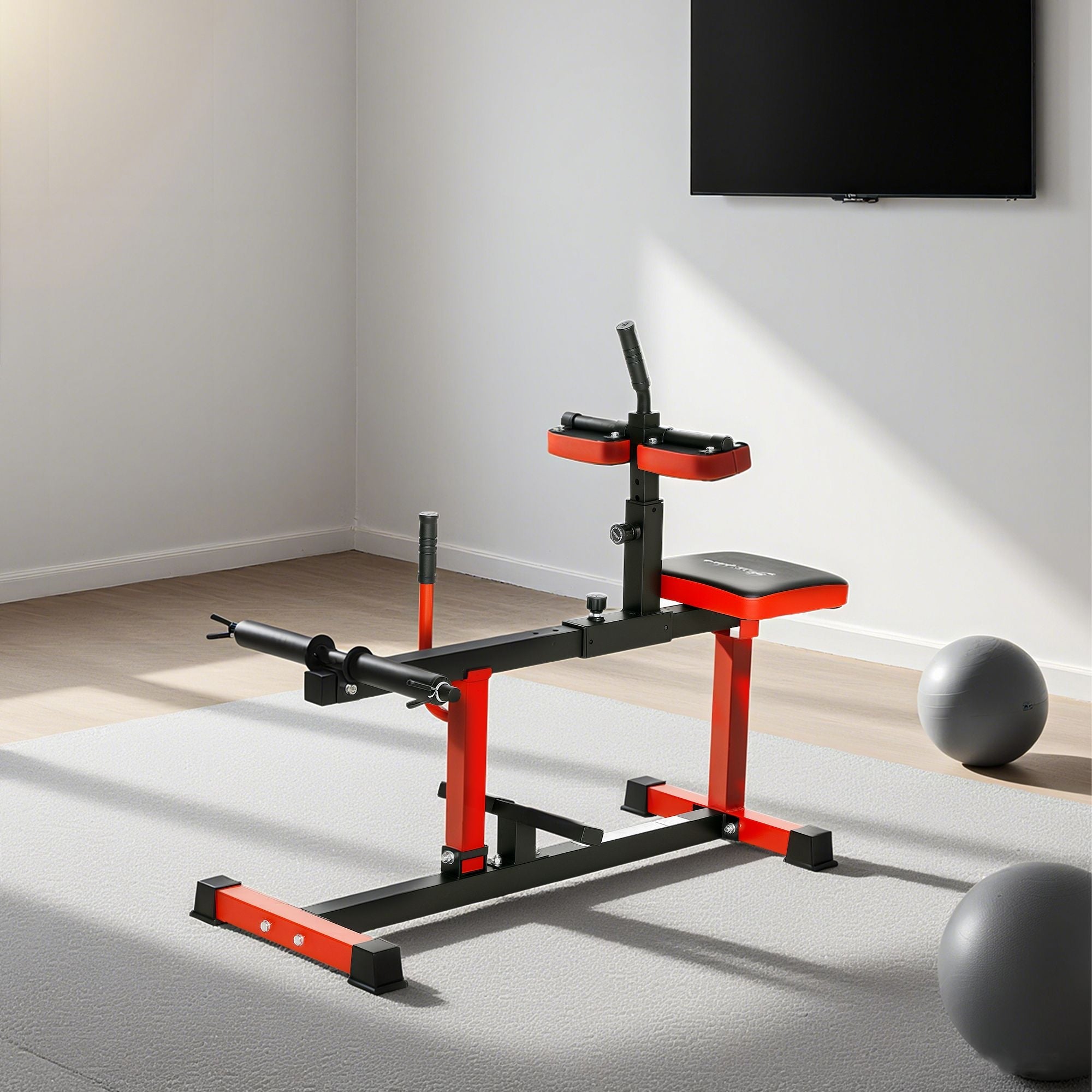 Adjustable Steel Seated Calf Raise Exercise Strength Training Gym Equipment, Red