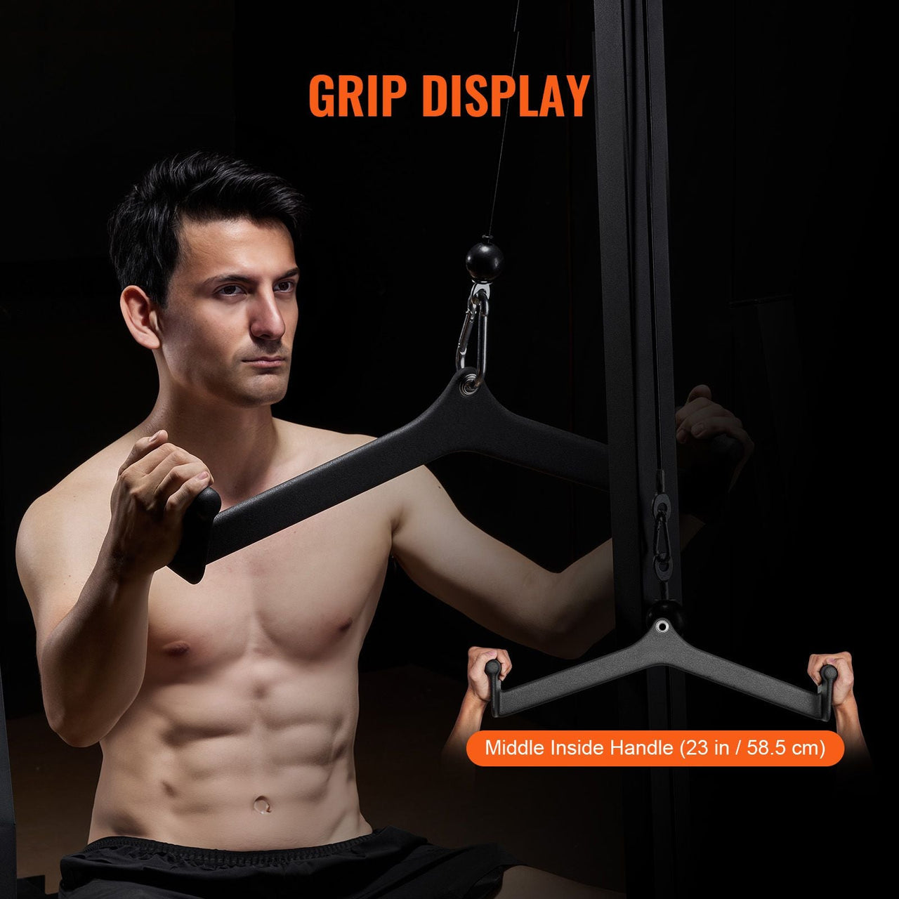 LAT Pulldown Attachment, Cable Machine Rowing V-bar Attachment, Tricep Pull Down Bar, Back Strength Training Rubber Coated Handle Grip, Bicep Curl Tricep Lat Pulldown Bar for Home Gym Fitness