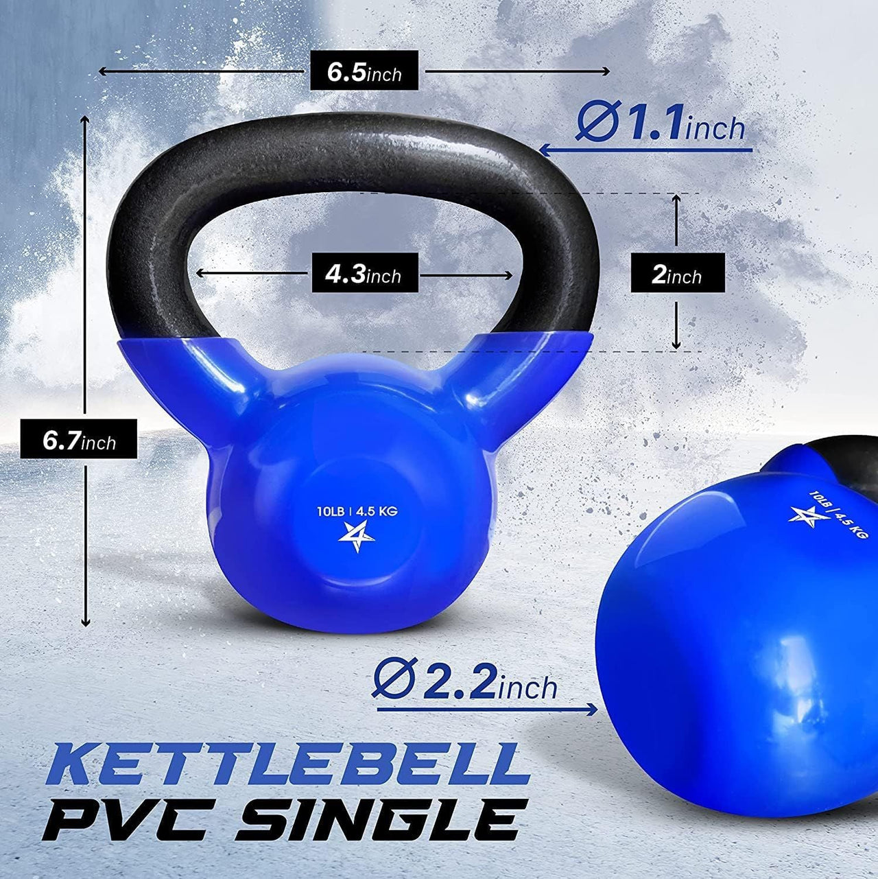 Kettlebell, 5-100 LB Vinyl Coated Cast Iron Strength Training Kettlebells for Home Gym Exercises, Fitness, Full Body Workout Equipment, Push Ups, and Grip Strength