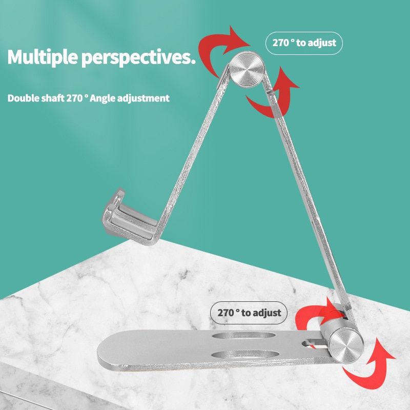 Aluminum Alloy Double Folding Mobile Phone Bracket Portable Mobile Phone Desktop Aluminum Alloy Stand for Live Streaming