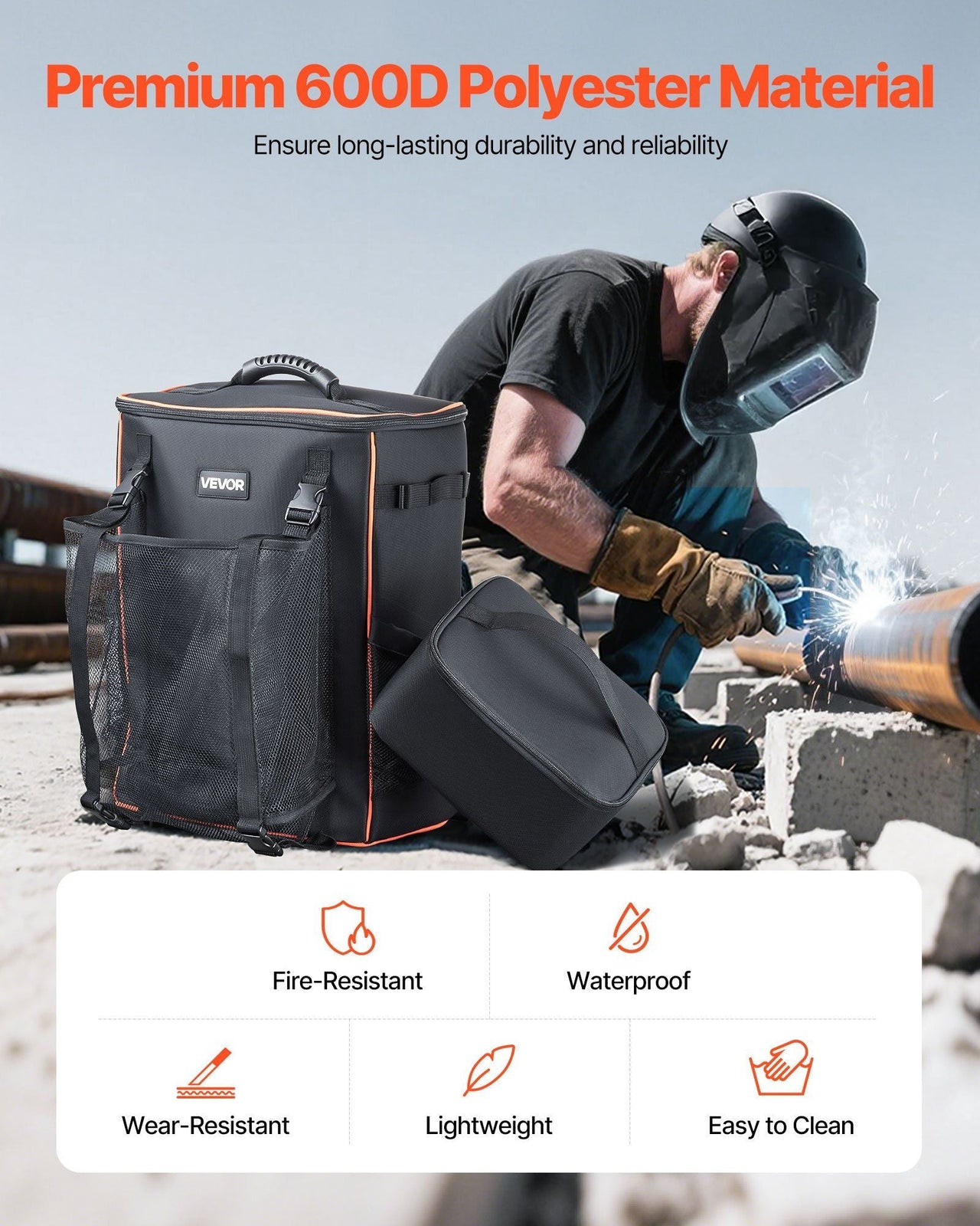 35.6L Welding Backpack 600D Polyester Welder Backpack for Tools and Helmet
