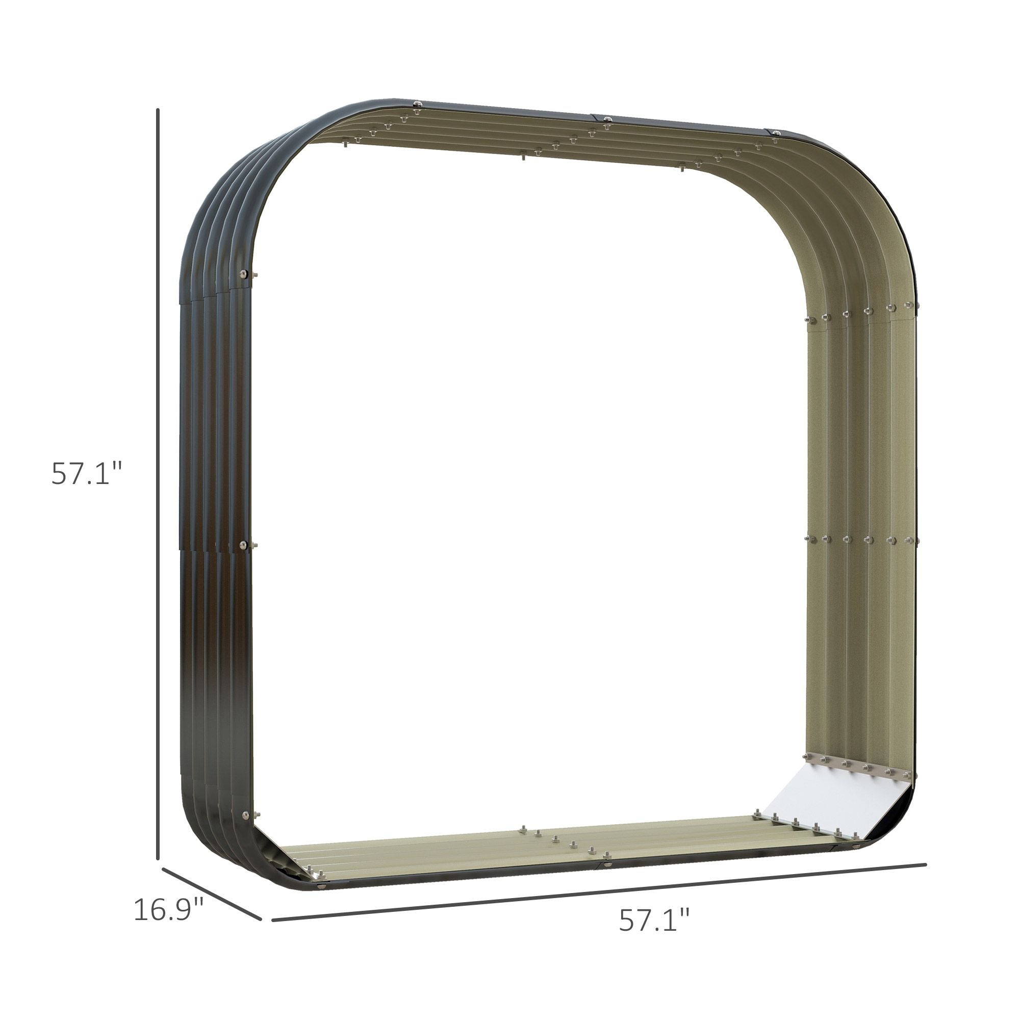 Outsunny Wood Shed Galvanized Steel Firewood Storage Rack with Rubberized Edge for Safety, 4.7' x 1.4' x 4.7'