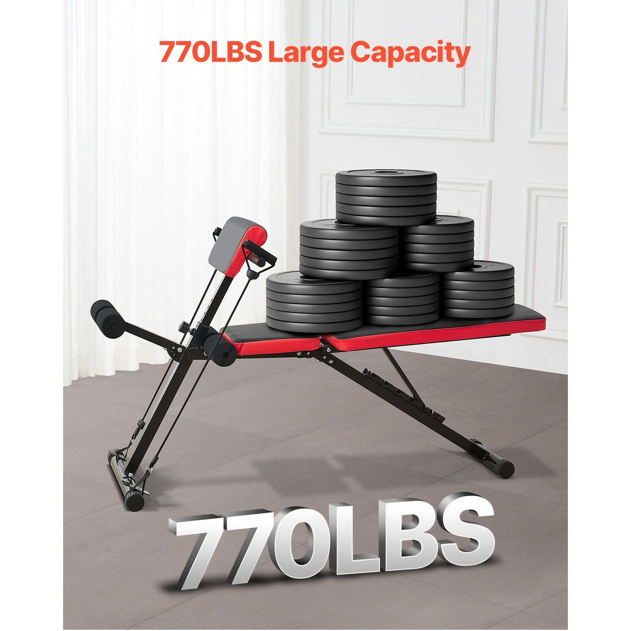 Multi-Functional Weight Bench for Full Body Workout, Roman Chair Hyperextension Bench, 770 lbs Adjustable & Foldable Equipment for Back Arm Core Ab Workout, Sit Up Exercise Machine for Home Gym