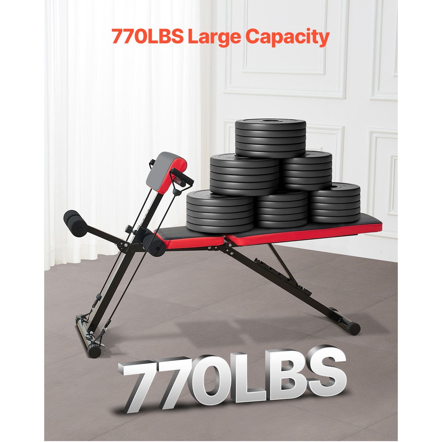 Multi-Functional Weight Bench for Full Body Workout, Roman Chair Hyperextension Bench, 770 lbs Adjustable & Foldable Equipment for Back Arm Core Ab Workout, Sit Up Exercise Machine for Home Gym