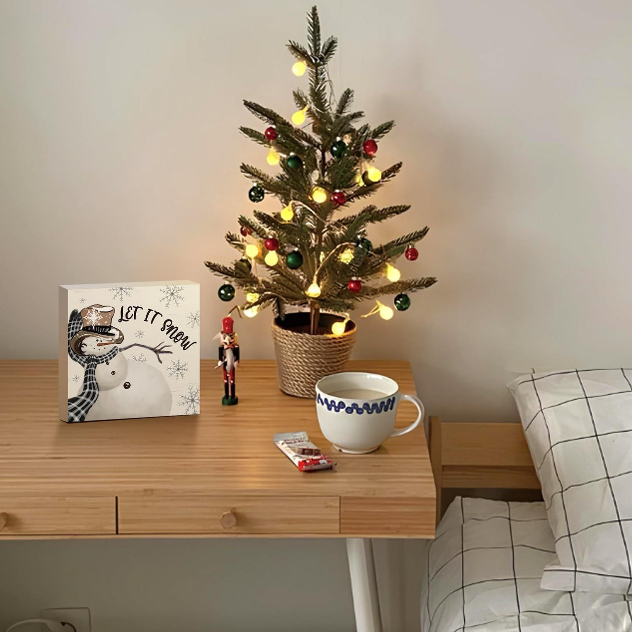 Christmas Decor Red Truck Christmas Wooden Box Signs Buffalo Plaid Christmas Decorations Christmas Decor for Home Office Bedroom Fireplace Car Tiered Tray Decor Christmas Gifts for Women 5x5