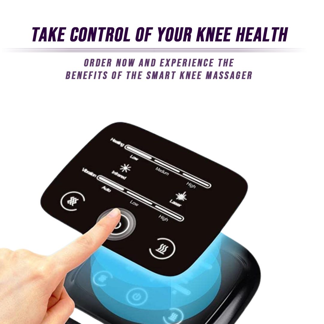 Smart Knee Massager - Wireless Electric Knee Massage Wrap with Pulse Technology, Heat Compress, 15 Intensity Levels & Adjustable Velcro Strap for Home, Office, Gym, Relaxation & Muscle Comfort