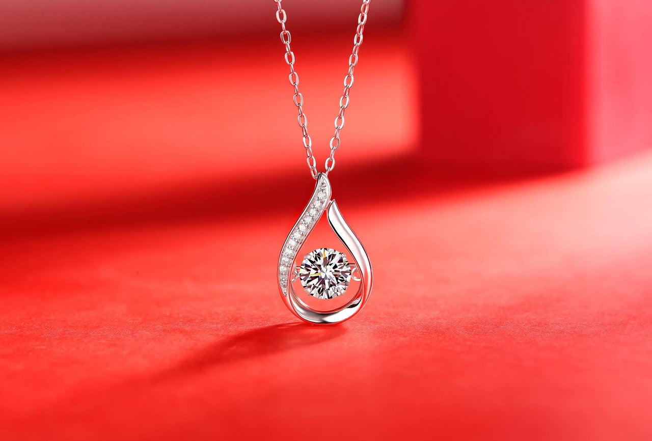 Dynamic - Fashionable and trendy jewelry set with 1-carat Moissan diamond S925 sterling silver, affordable diamond necklace pendant