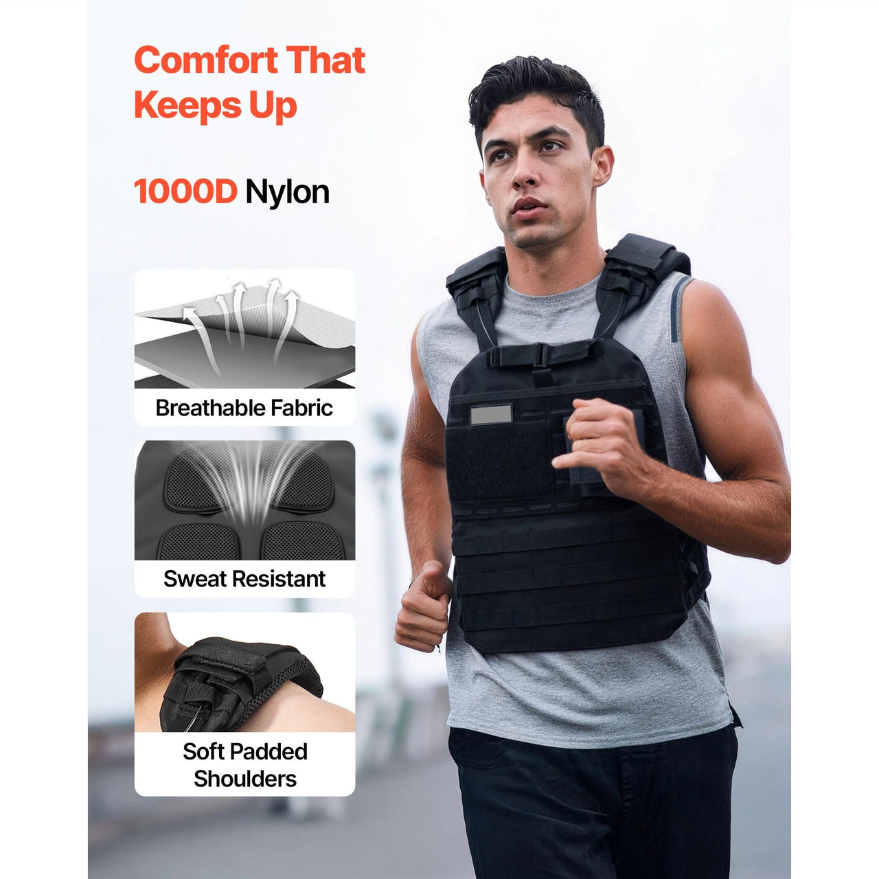 Weighted Vest, Body Weight Vest with Shoulder Pad, and Reflective Stripe, Exercise Set for Men Women, Workout Equipment for Strength Training, Running, Jogging, Fitness, Muscle Building