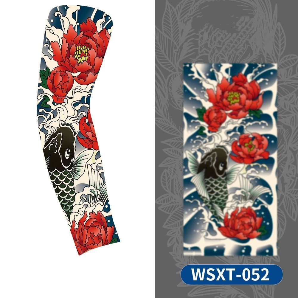 1 Pc Tattoo sleeves for summer outdoor sports, breathable, sweat absorbing, sun shading, seamless koi flower arm tattoo ice sleeves