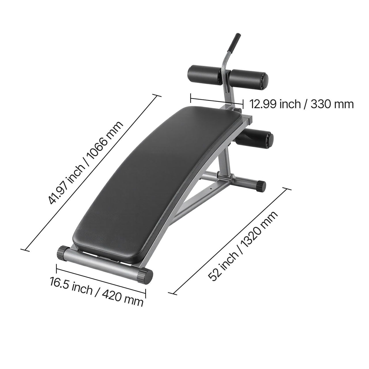 Sit Up Bench, Curved Decline Ab Bench with Reverse Crunch Handle, with 6 Adjustable Height Setting, Heavy Duty Steel, 600 Lbs Capacity for Home Gym Workouts, Strength Training, Full Body Muscles