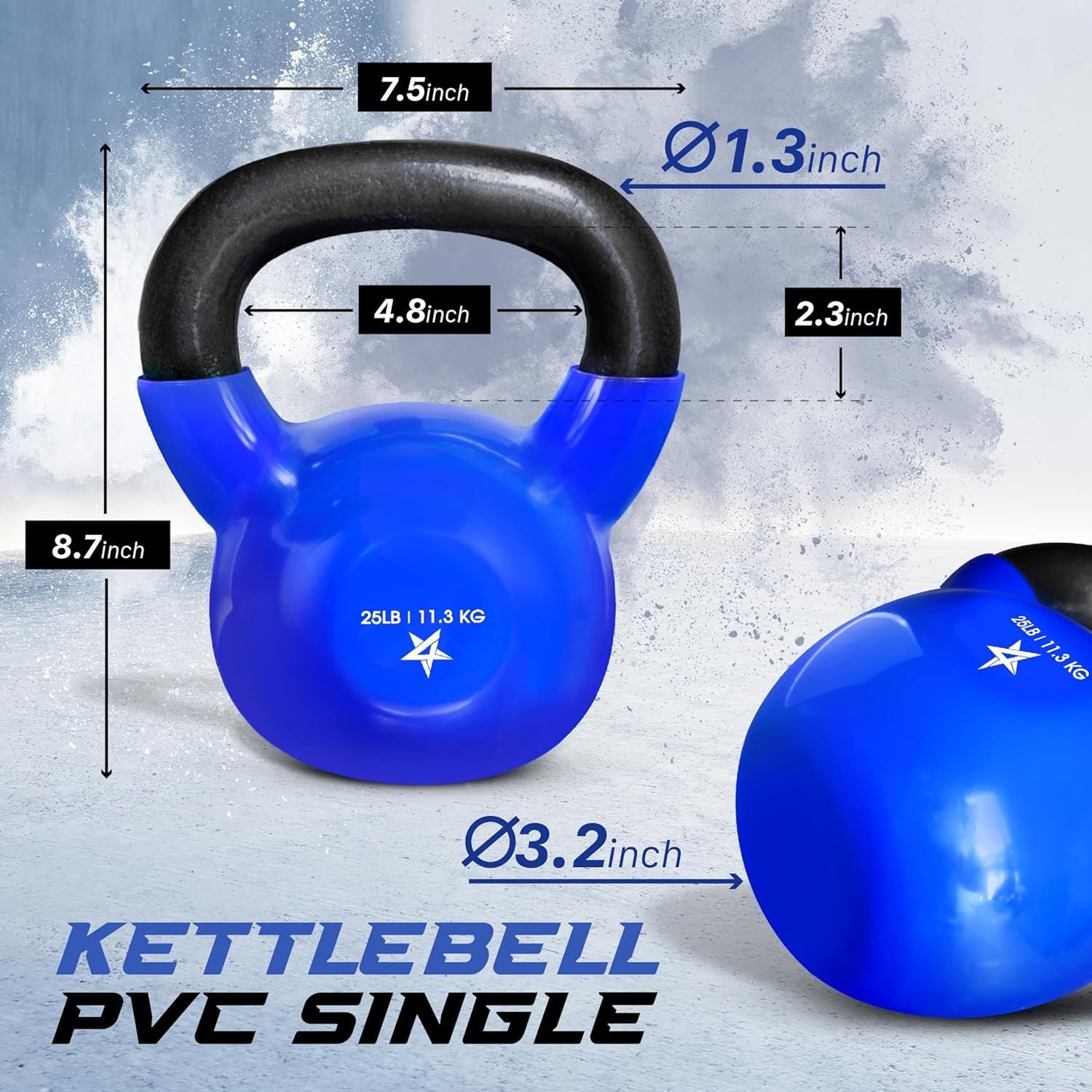 Kettlebell, 5-100 LB Vinyl Coated Cast Iron Strength Training Kettlebells for Home Gym Exercises, Fitness, Full Body Workout Equipment, Push Ups, and Grip Strength