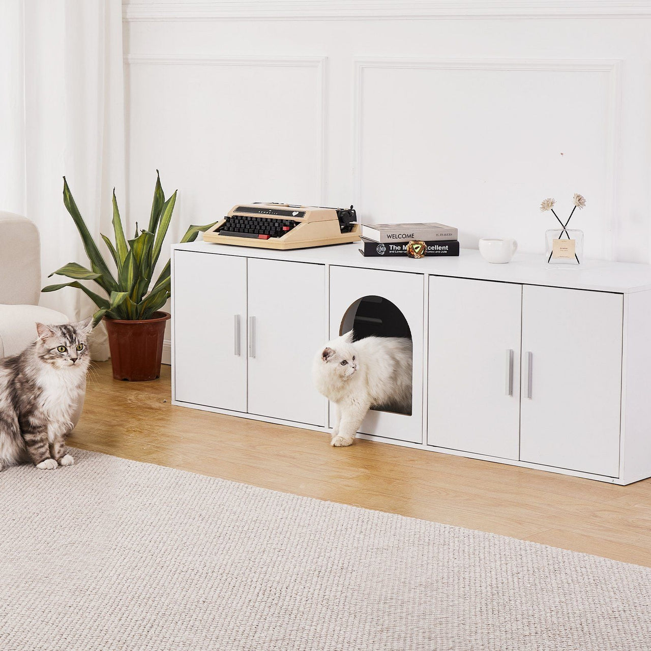 Cat Litter Box Enclosure Wooden Litter Box Furniture Hidden 57.9