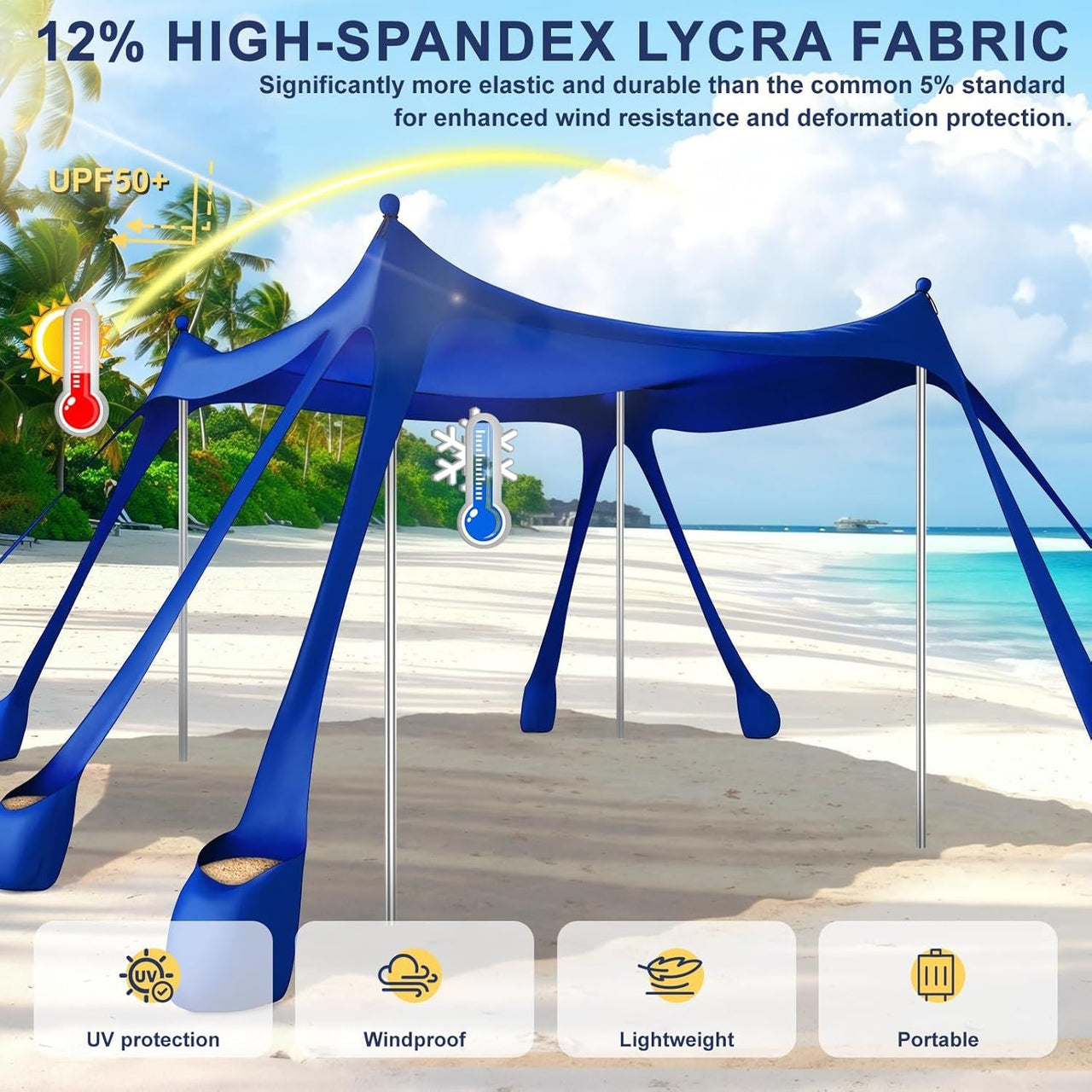 Let's go to the Beach - Portable Beach Tent Sun Shelter UPF 50+, Perfect 10x10 FT Pop-Up Canopy for Outdoor Fun