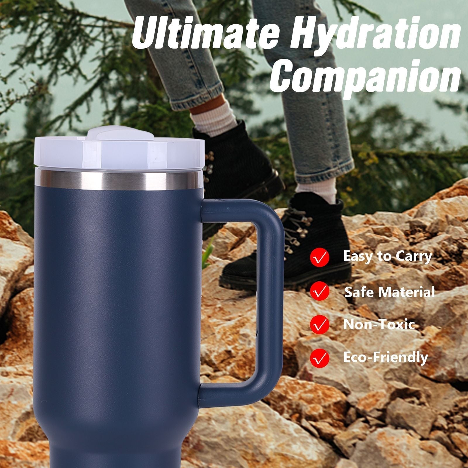 40oz V2 large capacity tumbler,  With Handle And Straw Lid, Insulated Reusable Stainless Steel Water Bottles Travel Mug Coffee Cup car cup water cup For Men Women Outdoor Camping Driving, gift