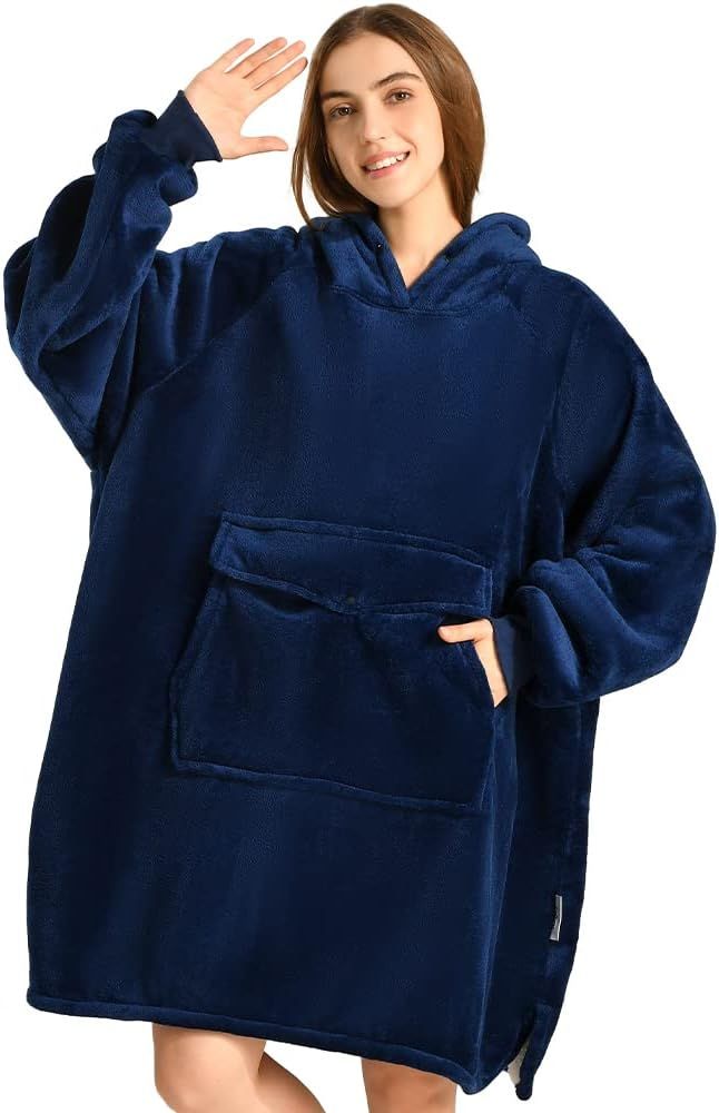 Krifey Wearable Blanket Hoodie, Oversized Sherpa Hooded as Birthday Gifts Christmas Gifts for Mom Women Girlfriend Men, Cozy Sweatshirt with Giant Pocket