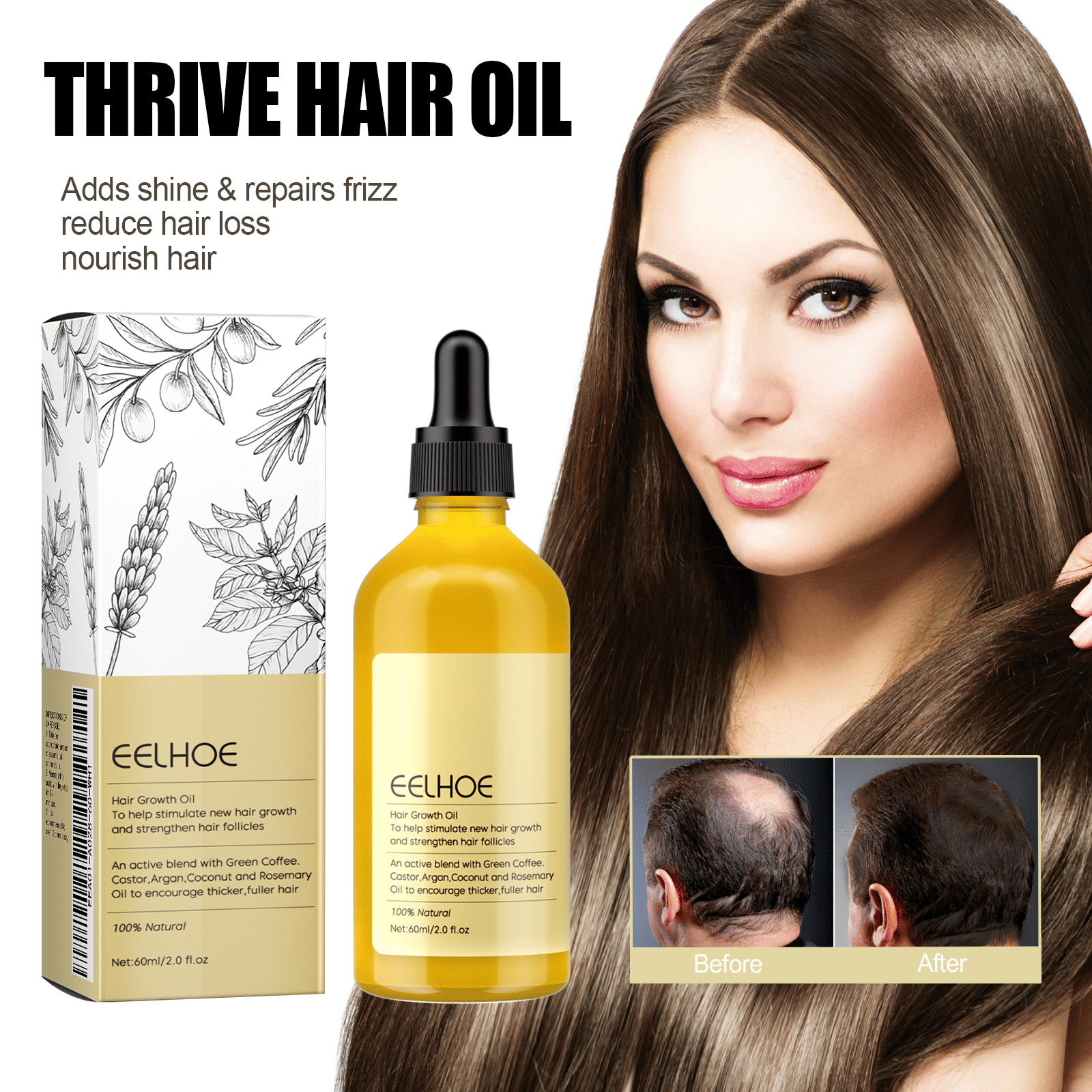 EELHOE Rosemary Essential Oil For Hair Care, Gentle And Nourishing Hair Care Oil