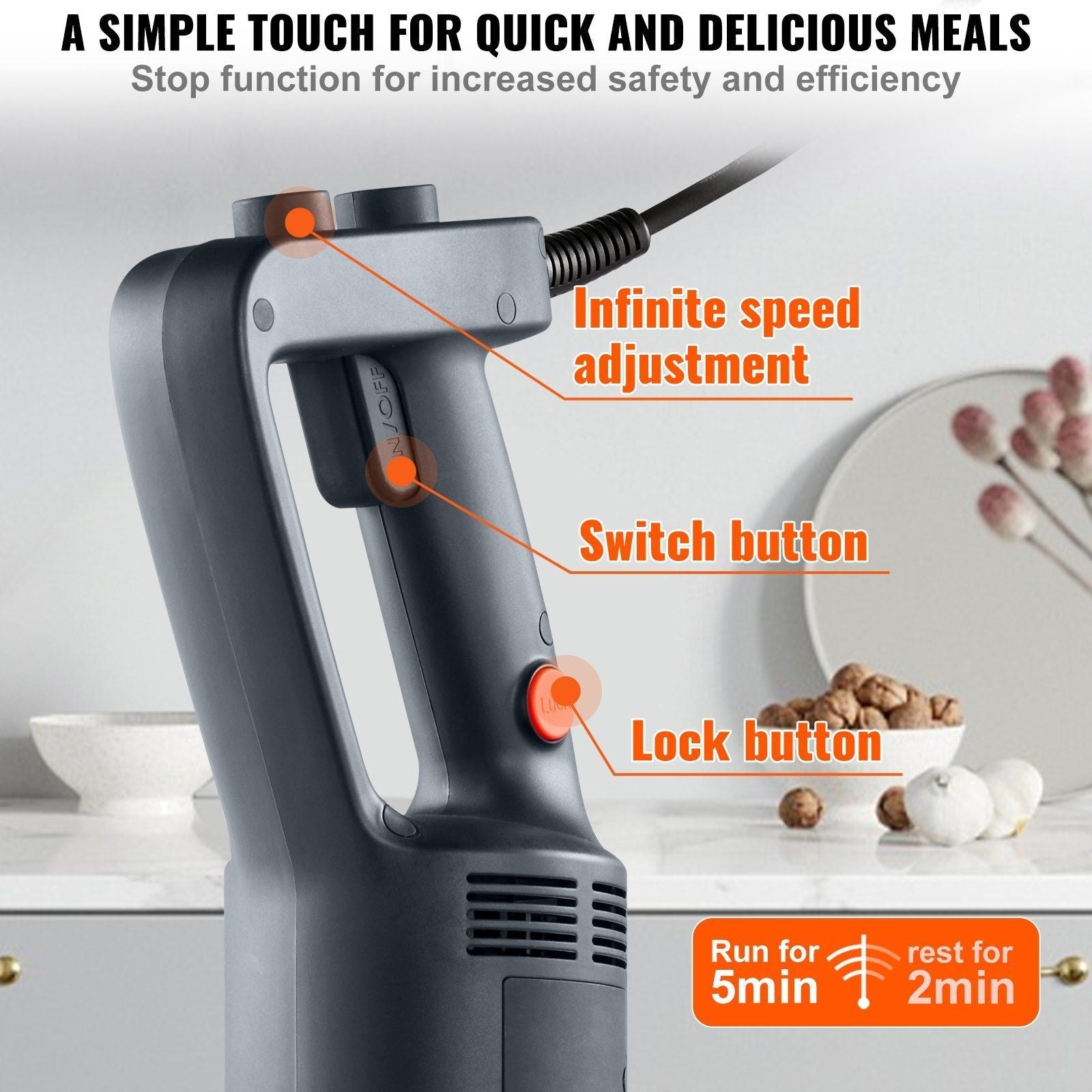 VEVOR Commercial Immersion Blender, 750W 20
