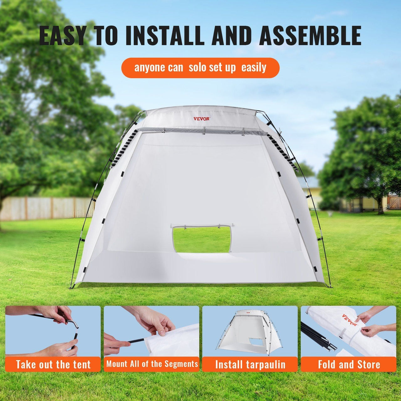 Portable Paint Booth, Larger Spray Paint Tent with Built-in Floor & Mesh Screen, Painting Tent Station for Furniture DIY Hobby Tool, 7.5x5.2x5.2ft Spray Paint Shelter