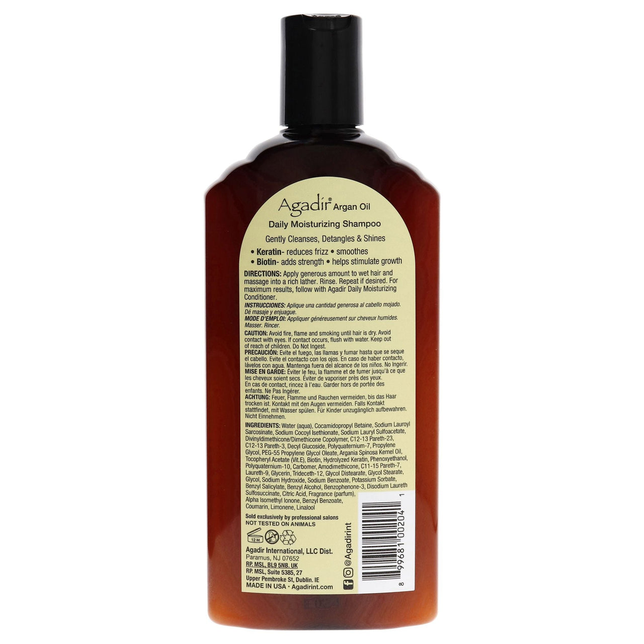 Argan Oil Daily Moisturizing Shampoo by Agadir for Unisex - 12.4 oz Shampoo