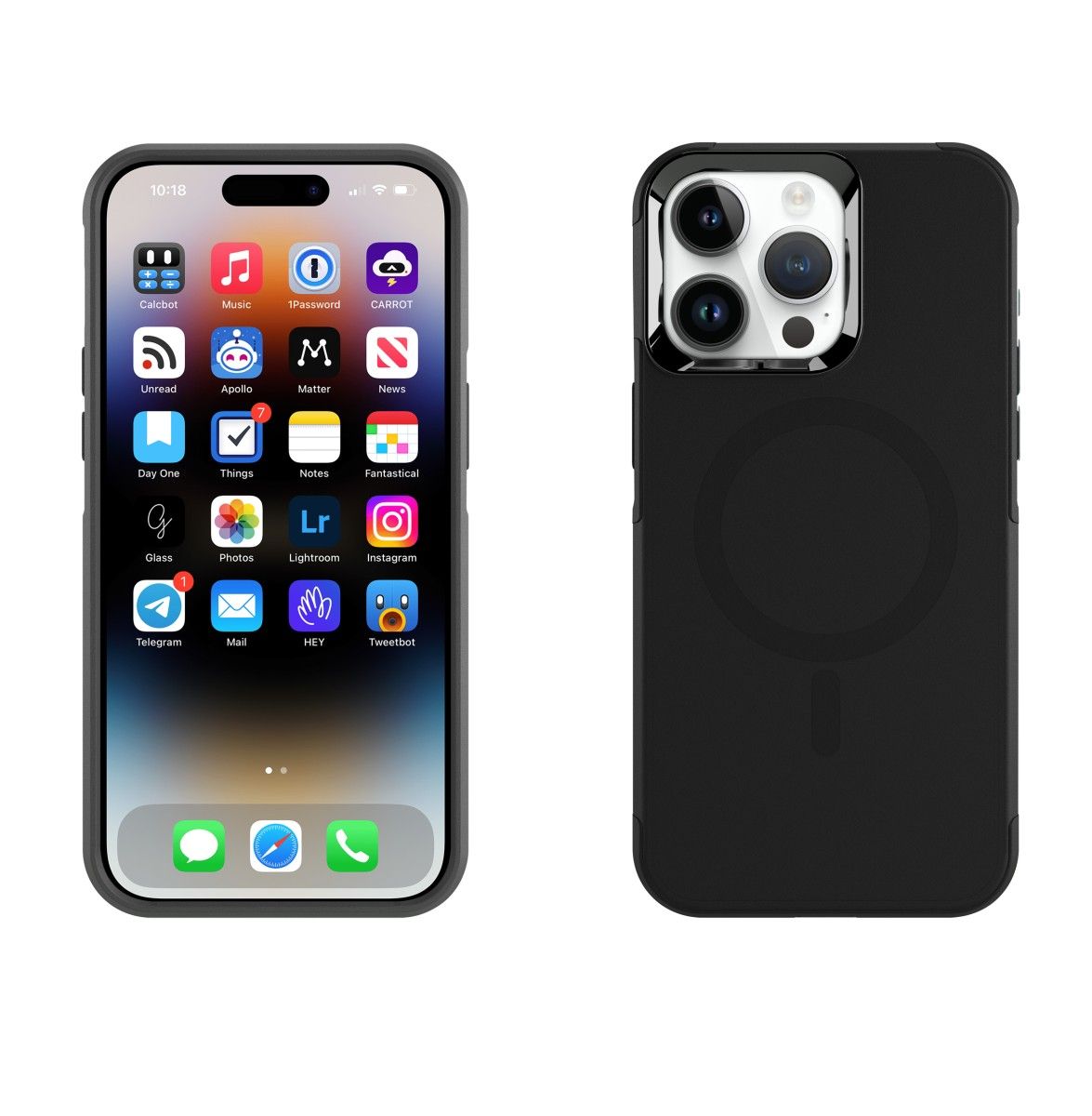 Black MagSafe Compatible- Rugged Armor Protective Case iPhone 15 Pro