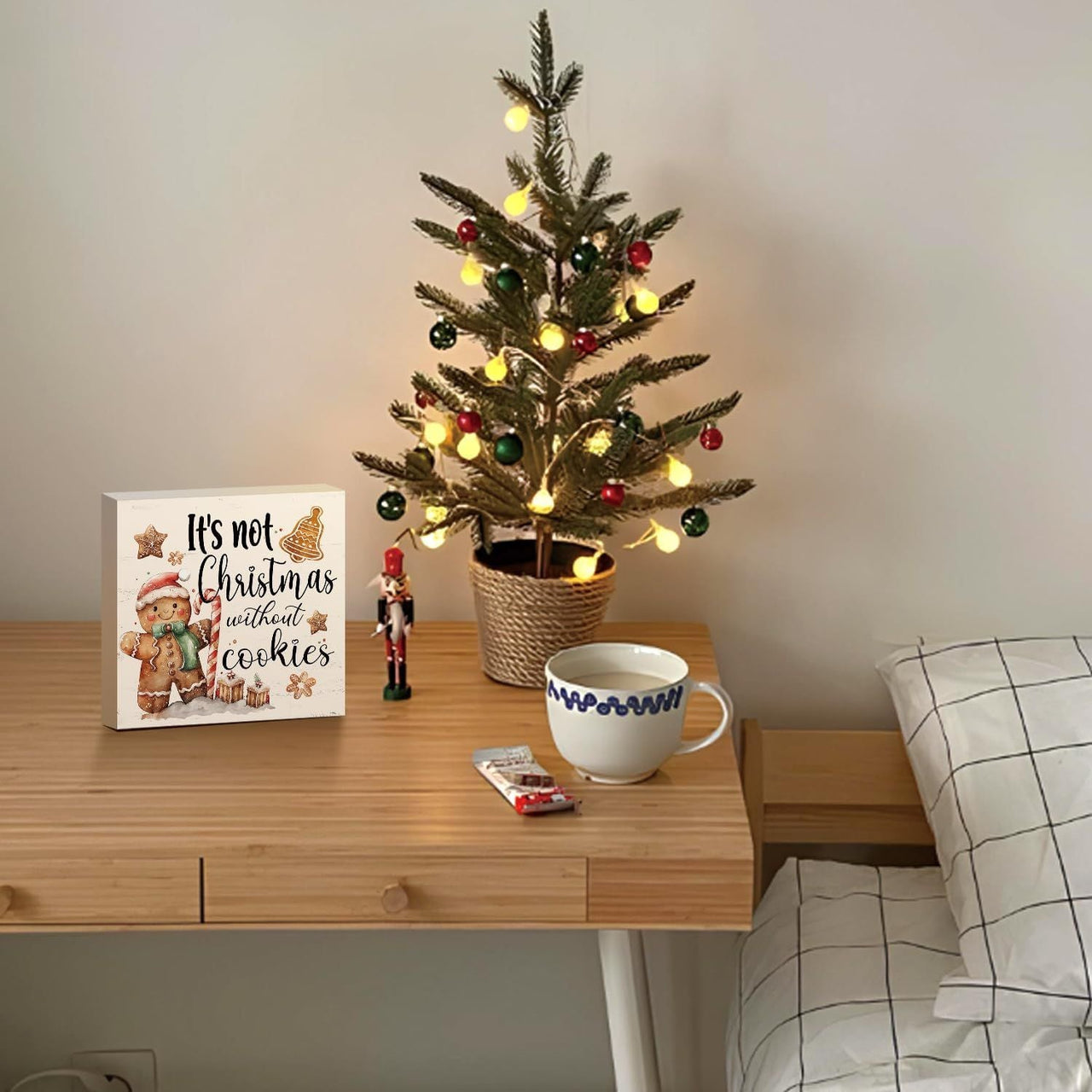 Christmas Decor Red Truck Christmas Wooden Box Signs Buffalo Plaid Christmas Decorations Christmas Decor for Home Office Bedroom Fireplace Car Tiered Tray Decor Christmas Gifts for Women 5x5