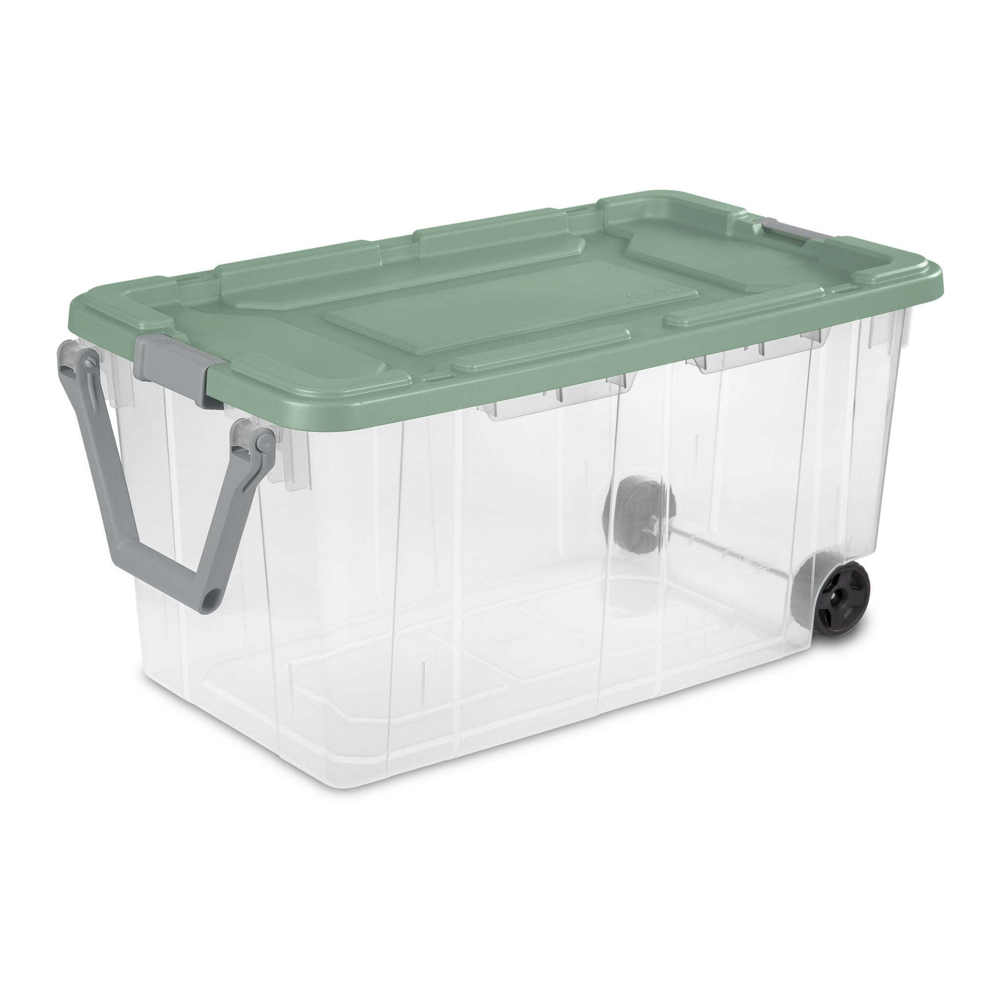 Extra Large Storage Bin, 160 Quart Wheeled Clear Plastic Storage Container with Handle, Gray, Pack of 2