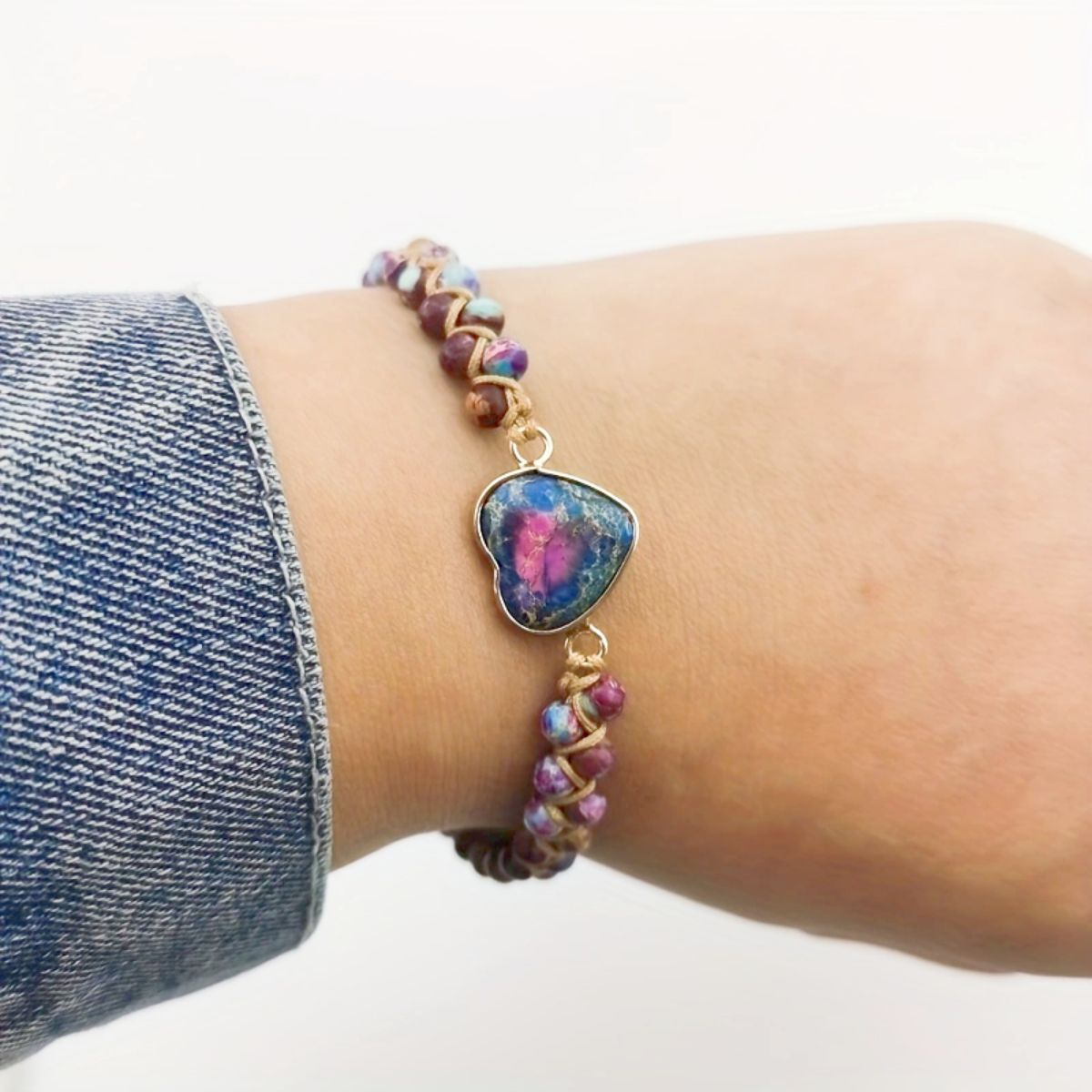 Hot Selling Bracelet Cross-border Goods Source Red Imperial Stone Bracelet Peach Heart Love Hand String Braided Bracelet