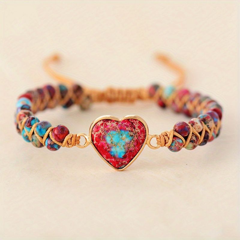 Hot Selling Bracelet Cross-border Goods Source Red Imperial Stone Bracelet Peach Heart Love Hand String Braided Bracelet