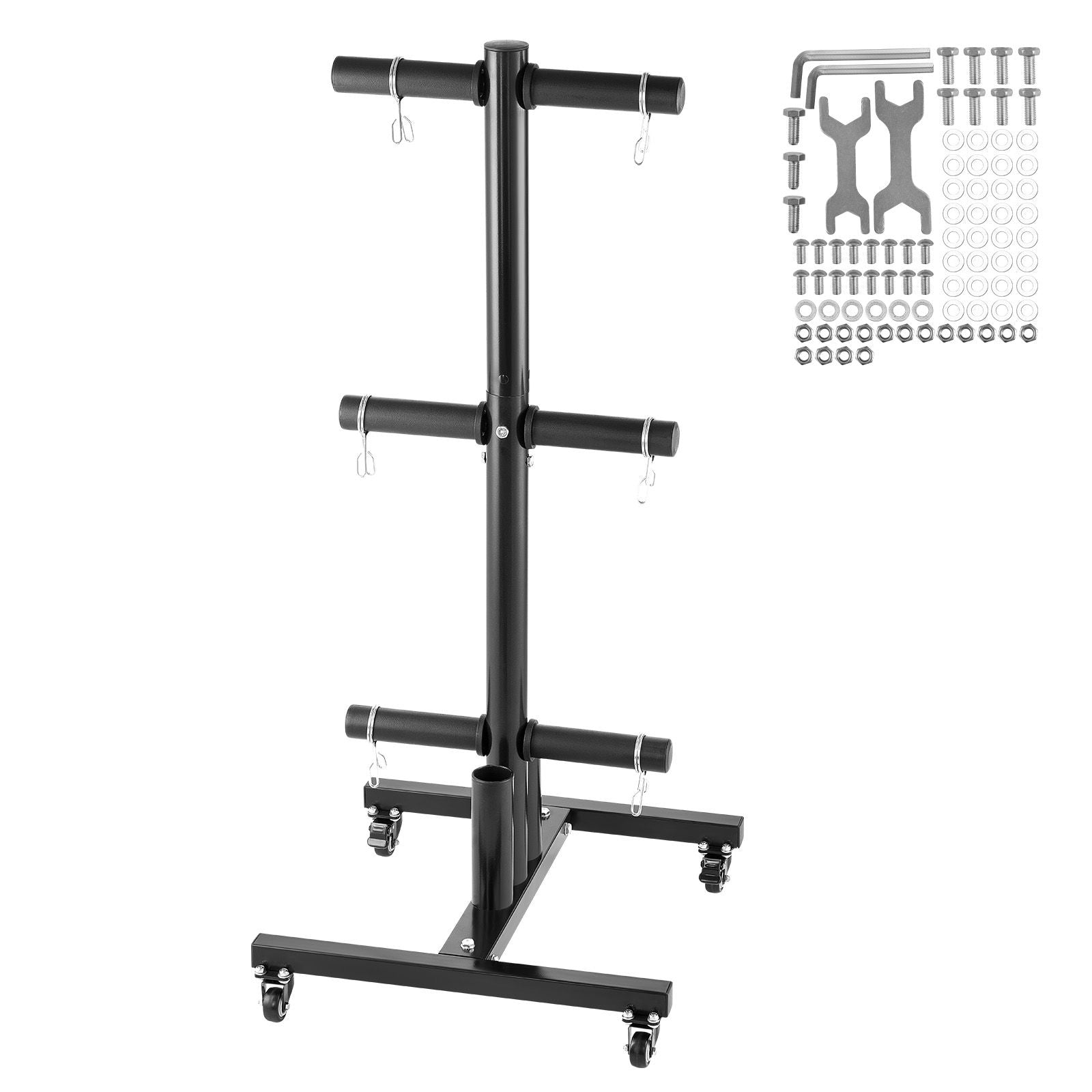 Weight Plate Rack, Vertical Weight Plate Tree for 2-Inch Weight Plates, Standard Weight Plate Tree with Wheels, 1000 lbs Load Capacity Weight Storage Holder, Home Gym Barbell Rack Storage Stand