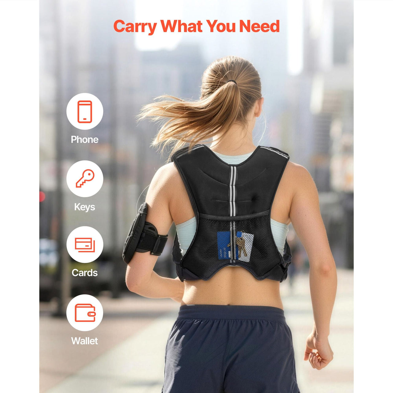 Weighted Vest, 25 lbs Body Weight Vest for Men Women, with Reflective Stripe, Adjustable Buckle, Workout Equipment for Strength Training, Running, Jogging, Fitness, Muscle Building, Weight Loss