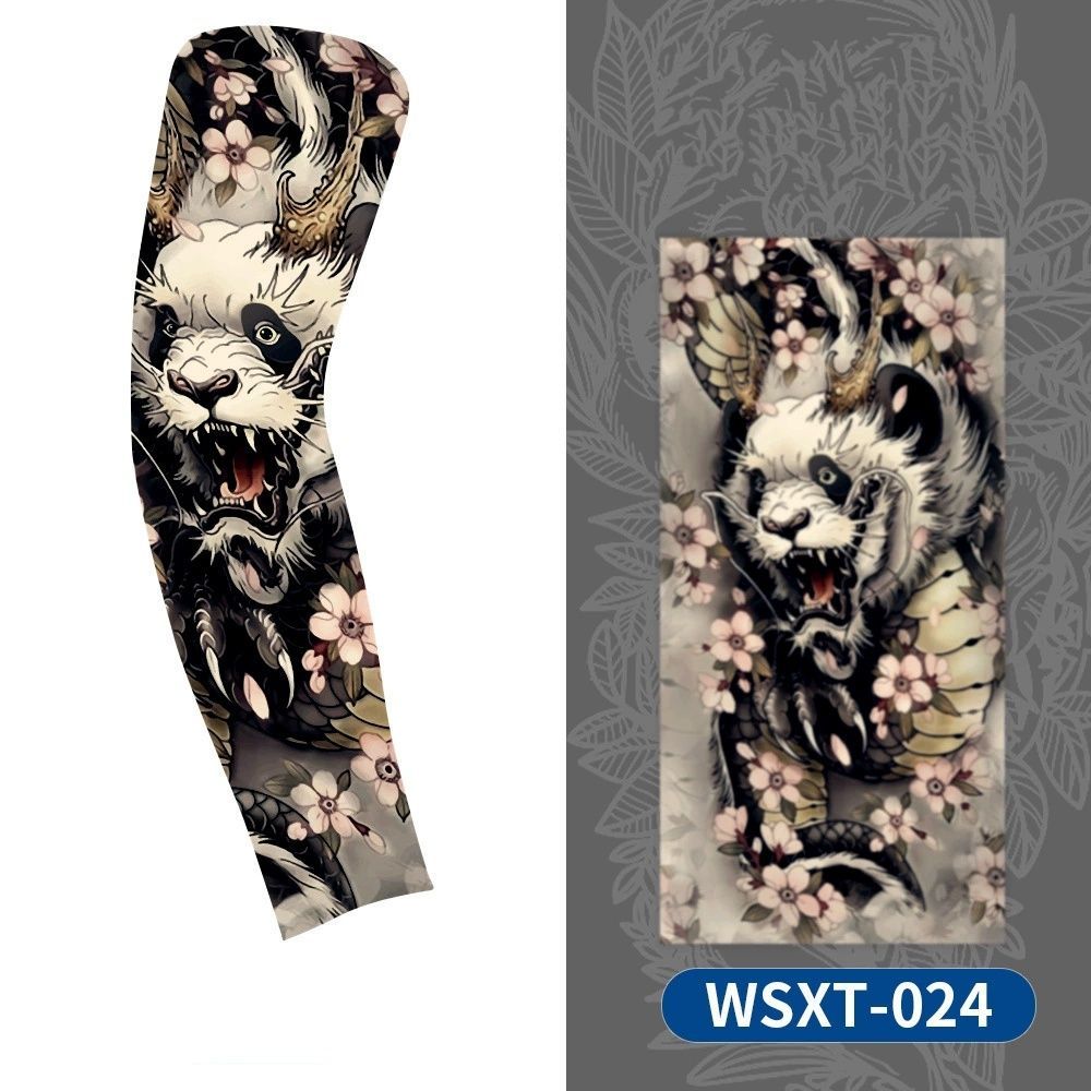 1 Pc Tattoo sleeves for summer outdoor sports, breathable, sweat absorbing, sun shading, seamless koi flower arm tattoo ice sleeves