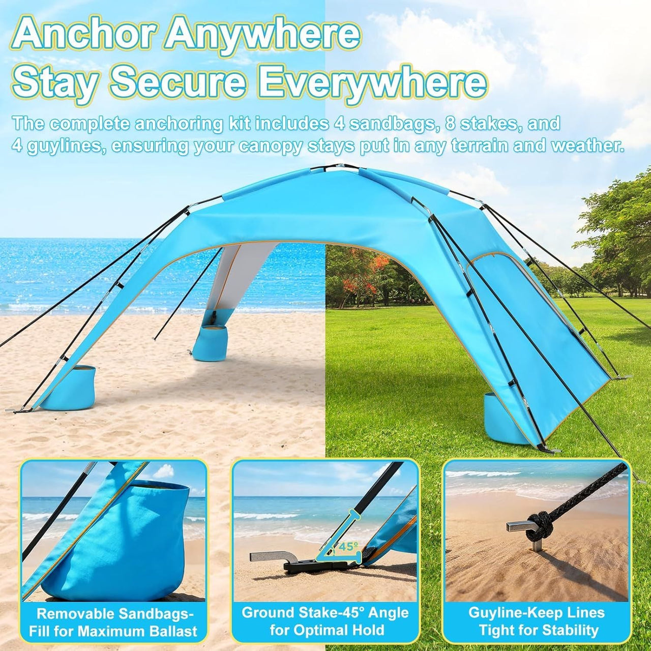 Let's go to the Beach - Portable Beach Tent Sun Shelter UPF 50+, Perfect 10x10 FT Pop-Up Canopy for Outdoor Fun