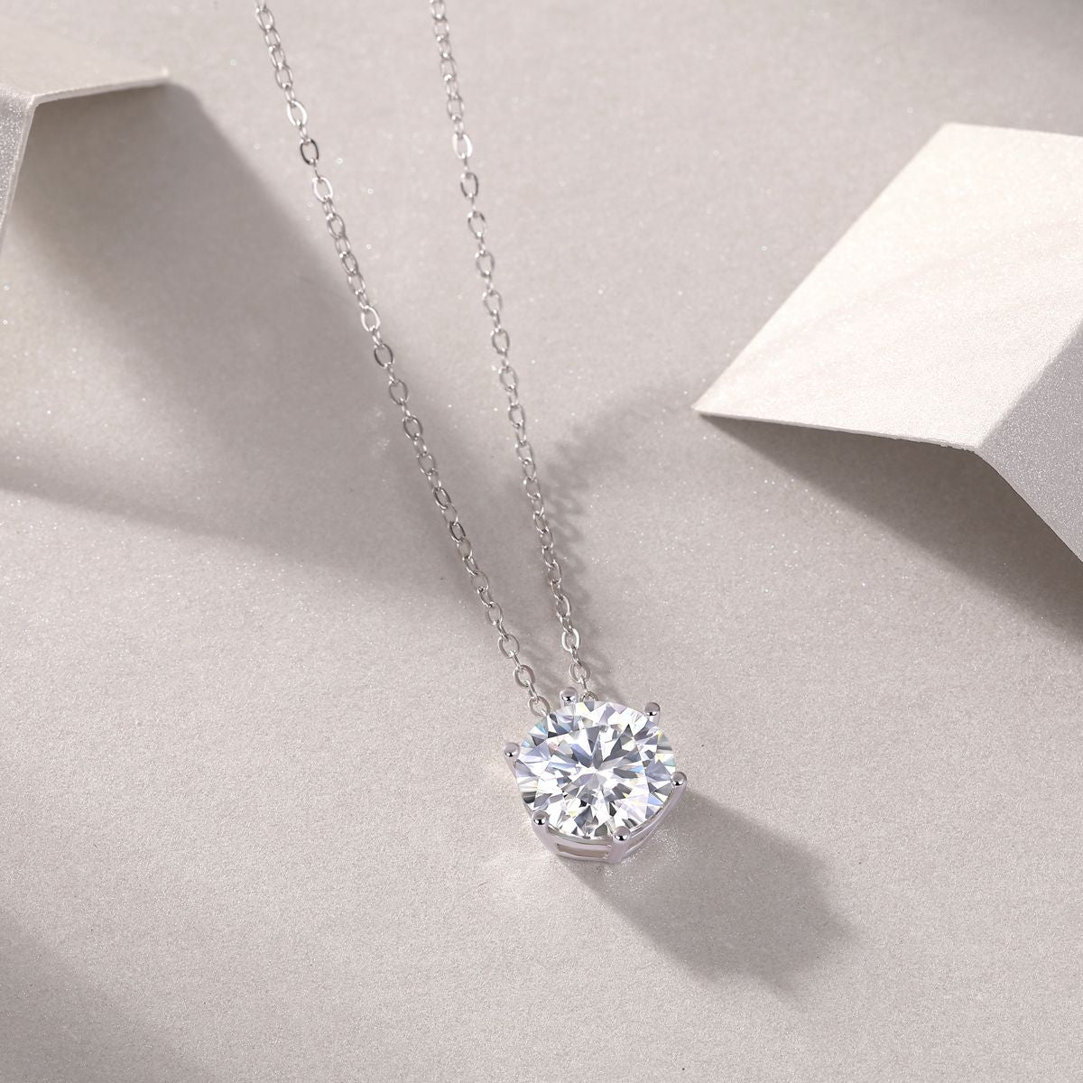 Afternoon Rose - Set with Moissanite 1 Carat 2 Carat 3 Carat S925 Sterling Silver and Platinum Plated Necklace Pendant Fashion Trend Diamond Jewelry