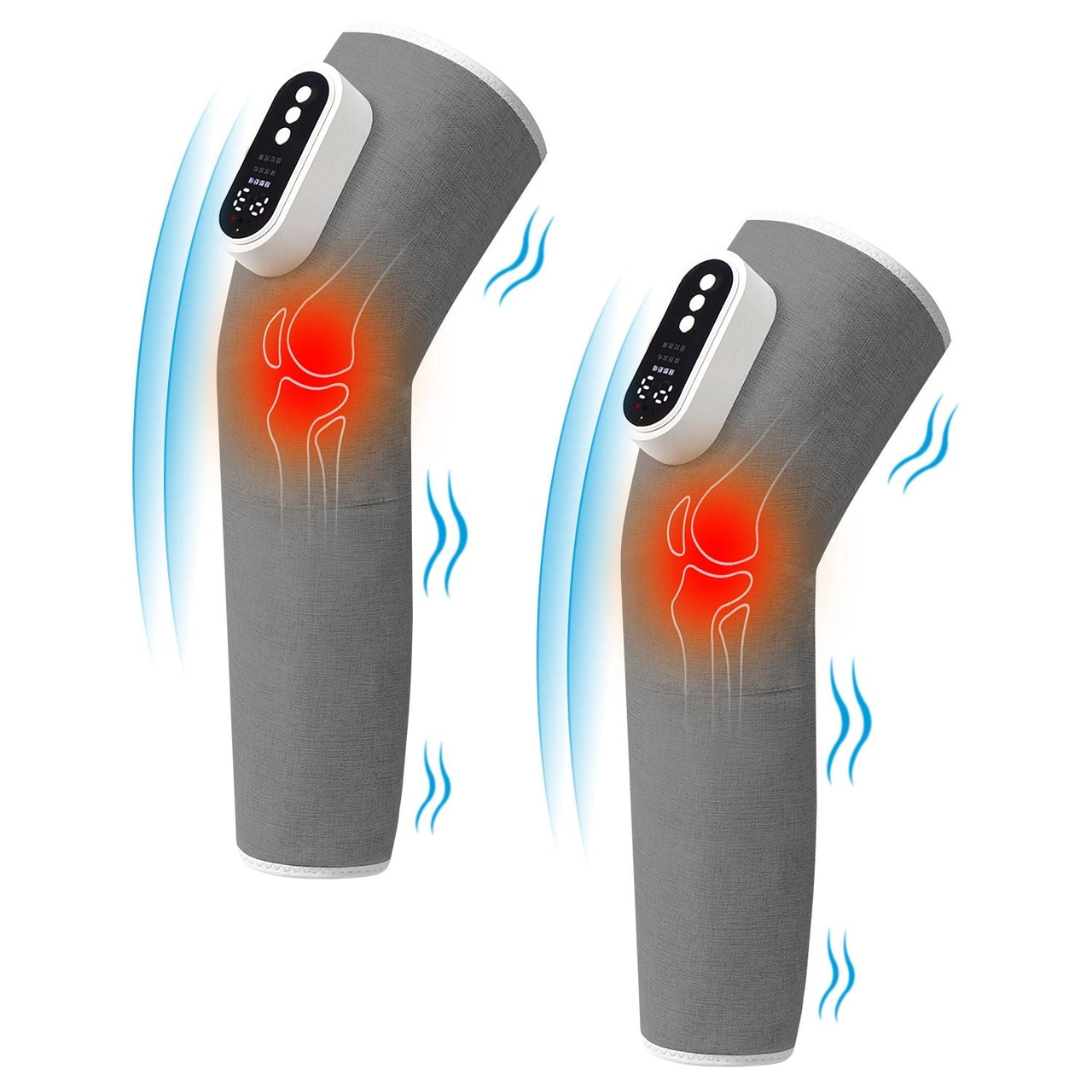 Cordless Leg Massager Air Compression Massager with Heat Thigh Knee Calf Massager with 3 Modes Adjustable Wrap for Pain Relief