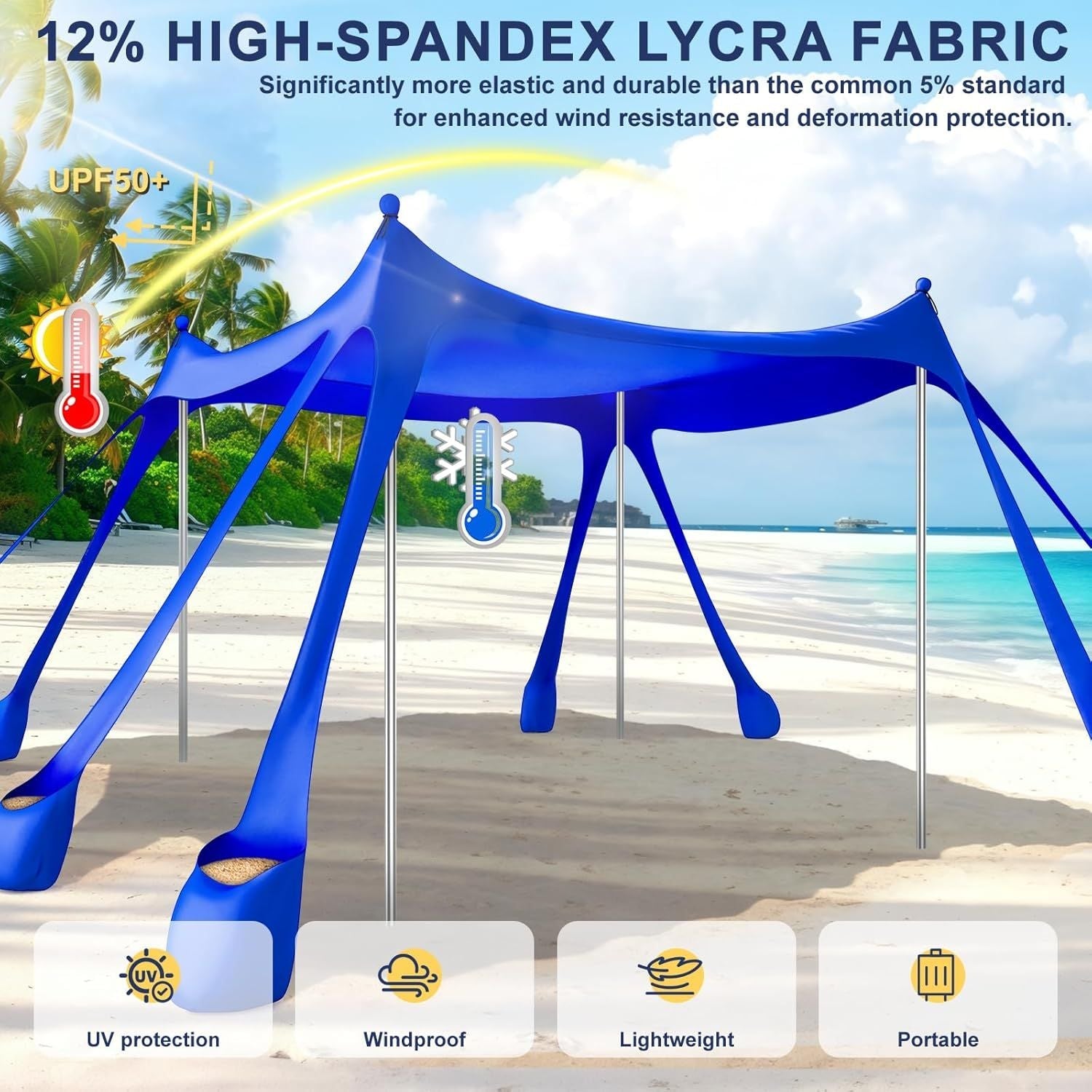 Let's go to the Beach - Portable Beach Tent Sun Shelter UPF 50+, Perfect 10x10 FT Pop-Up Canopy for Outdoor Fun