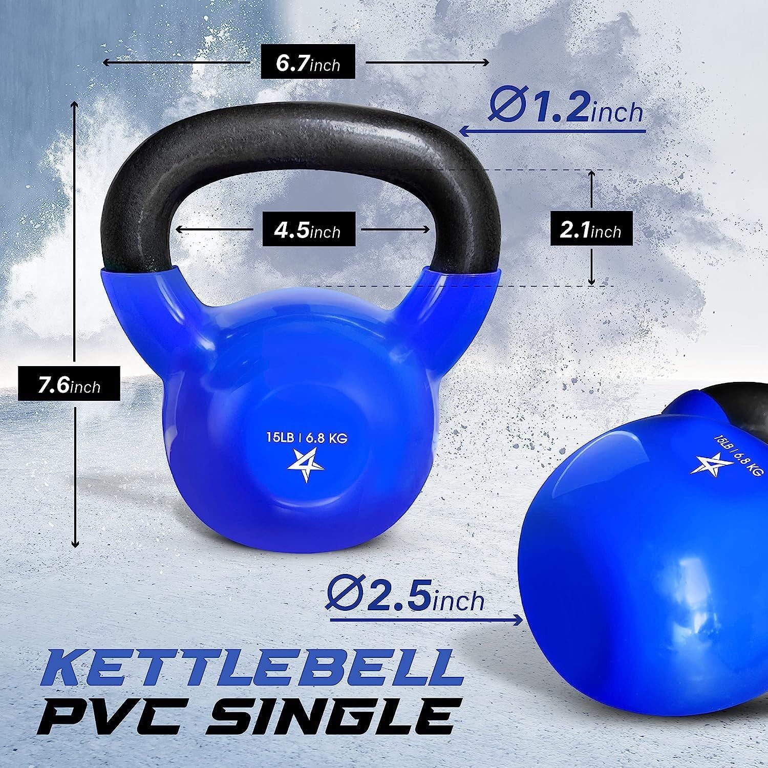Kettlebell, 5-100 LB Vinyl Coated Cast Iron Strength Training Kettlebells for Home Gym Exercises, Fitness, Full Body Workout Equipment, Push Ups, and Grip Strength