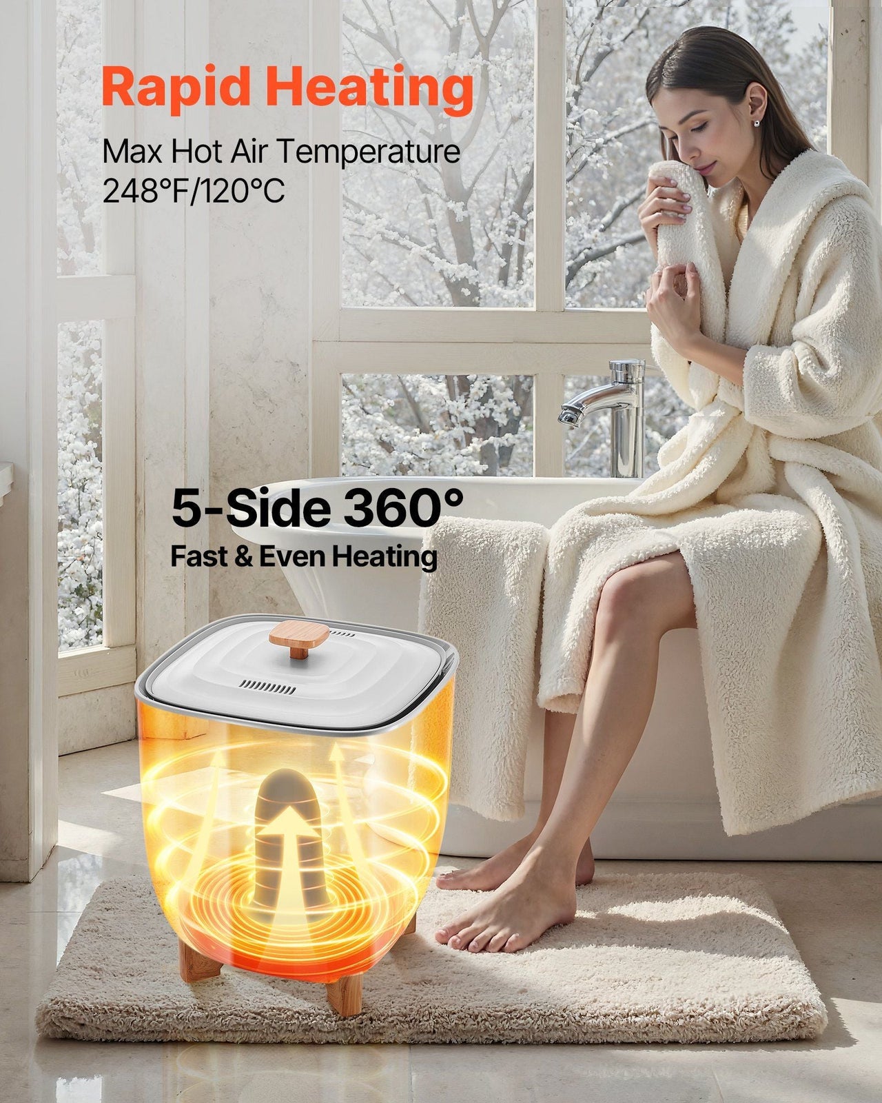 VEVOR Towel Warmer Bucket, 25L Heated Towel Warmer with LED Display, Large Blanket Warmers for Bathroom, 20/40/60/90 Mins Timer and Temperature Setting, for SPA, Home, Countertop, Floor, Gray