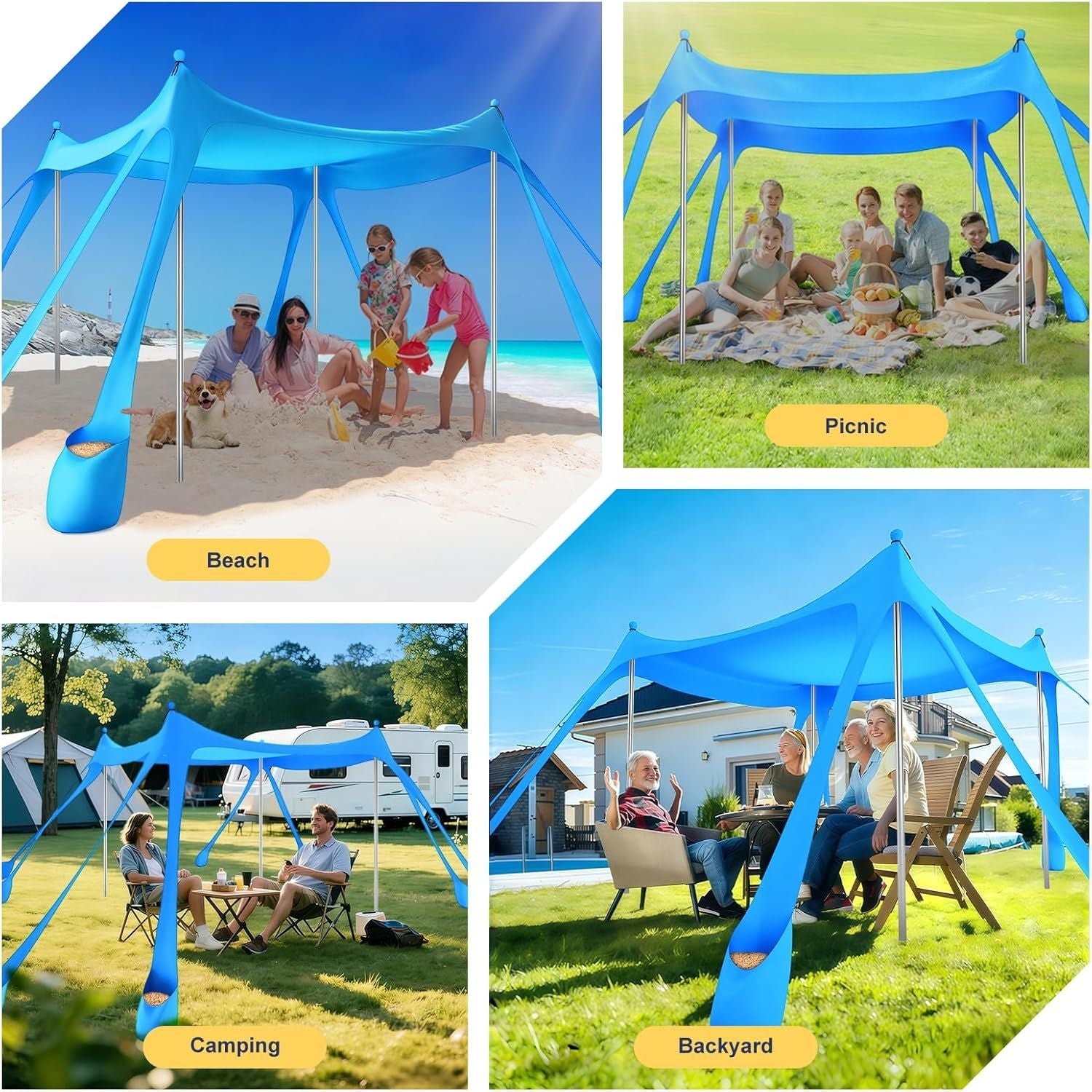 Let's go to the Beach - Portable Beach Tent Sun Shelter UPF 50+, Perfect 10x10 FT Pop-Up Canopy for Outdoor Fun