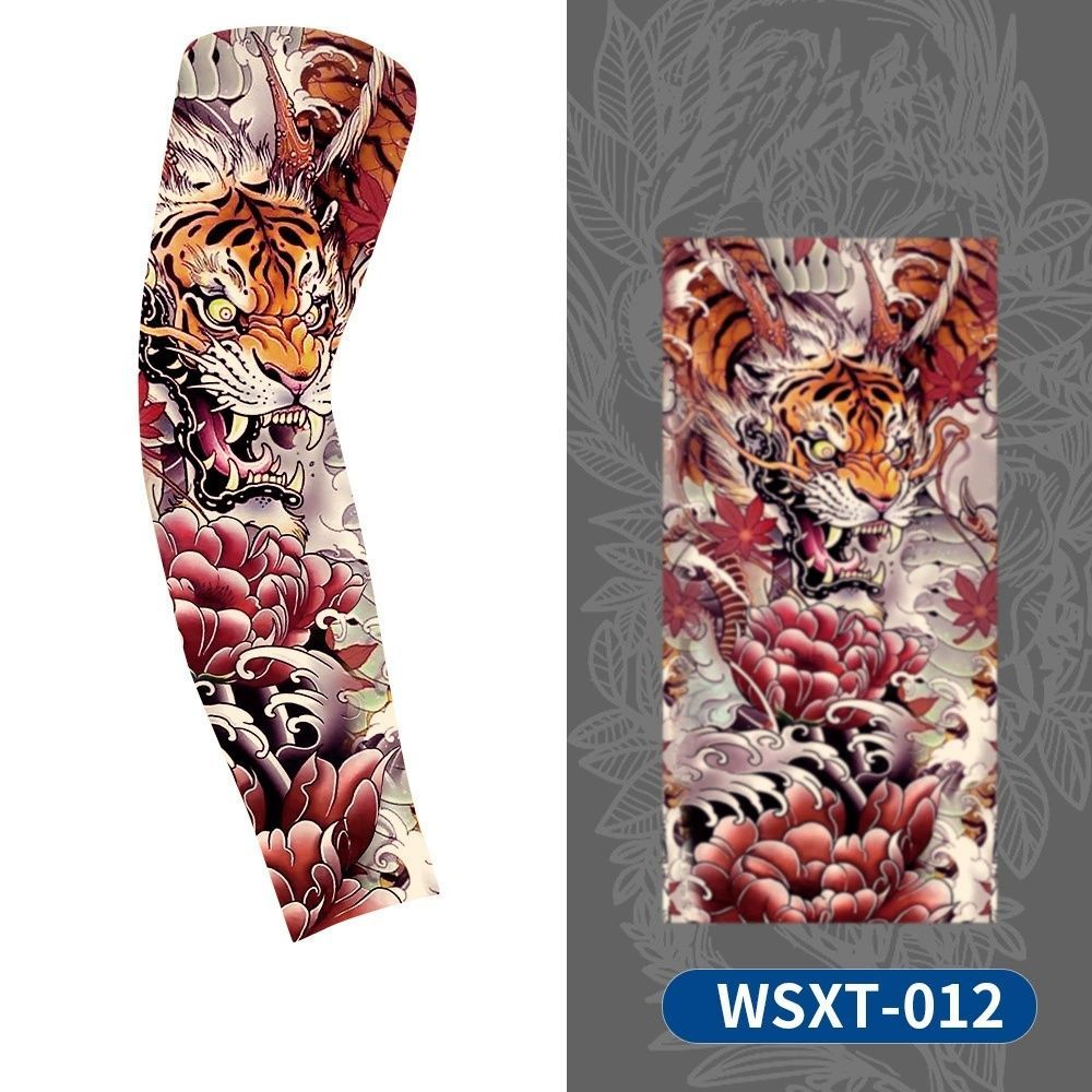 1 Pc Tattoo sleeves for summer outdoor sports, breathable, sweat absorbing, sun shading, seamless koi flower arm tattoo ice sleeves