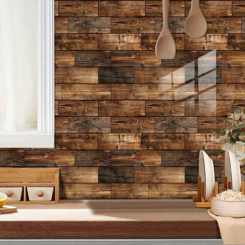 10 PCS 3D Wall Brick Self Adhesive Removable Wallpaper 11.8 x 11.8 Inch Wallpaper Brick Breakaway Wall Decals Vintage Faux Brick Wallpaper Brown for Fireplace Kitchen Backsplash