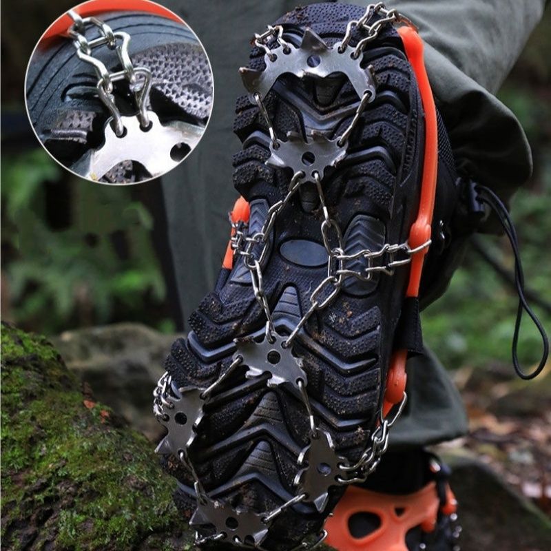 1 pair Outdoor ice claw anti slip shoe cover hiking shoe nail chain stainless steel anti slip snow climbing anti fall shoe nail chain