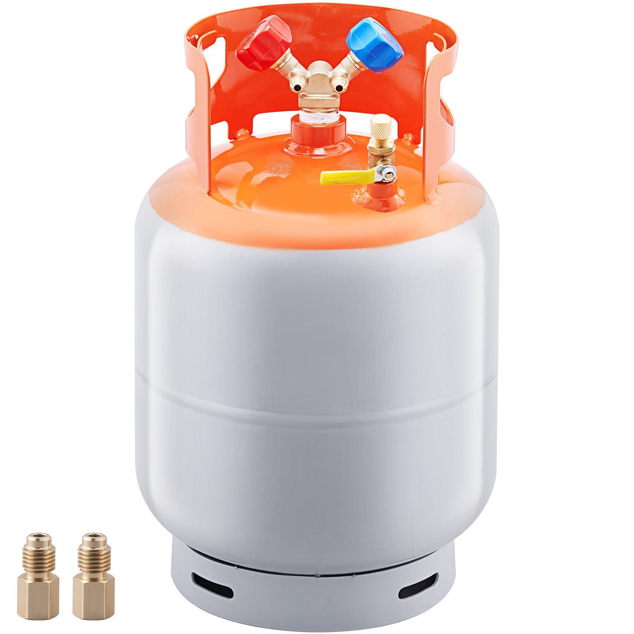 Refrigerant Recovery Tank, 30 LBS Capacity, 400 psi Portable Cylinder Tank with Y-Valve for Liquid/Vapor, High-sealing Recovery Can for R22/R134A/R410A, Orange+Gray