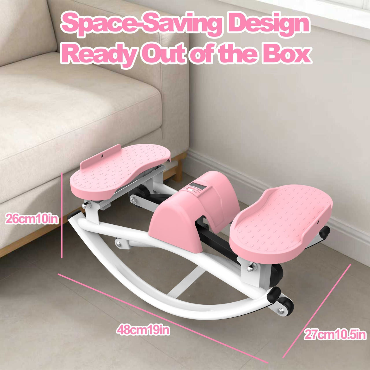 Lateral Stepper for Exercise-Rocking Stepper Machine with Resistance Bands & Anti-Slip Mat and LCD Monitor, Professional Stair Stepper for Home Workout