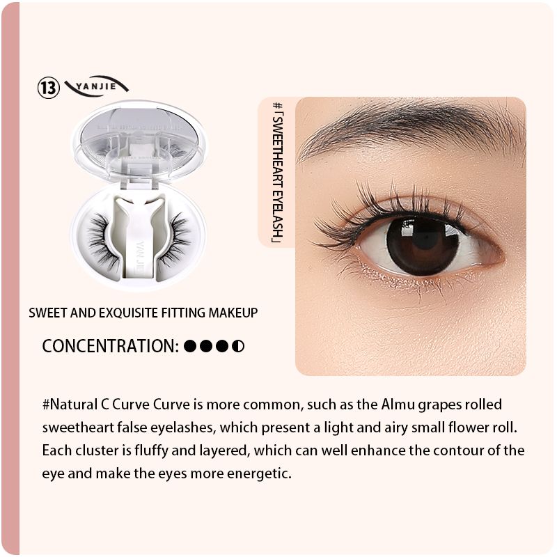 No Glue Soft Magnetic Clip On Eyelashes, Sweetheart Natural C-Curl Fluffy Layer Reusable Lashes Sweet Energetic Eye Makeup